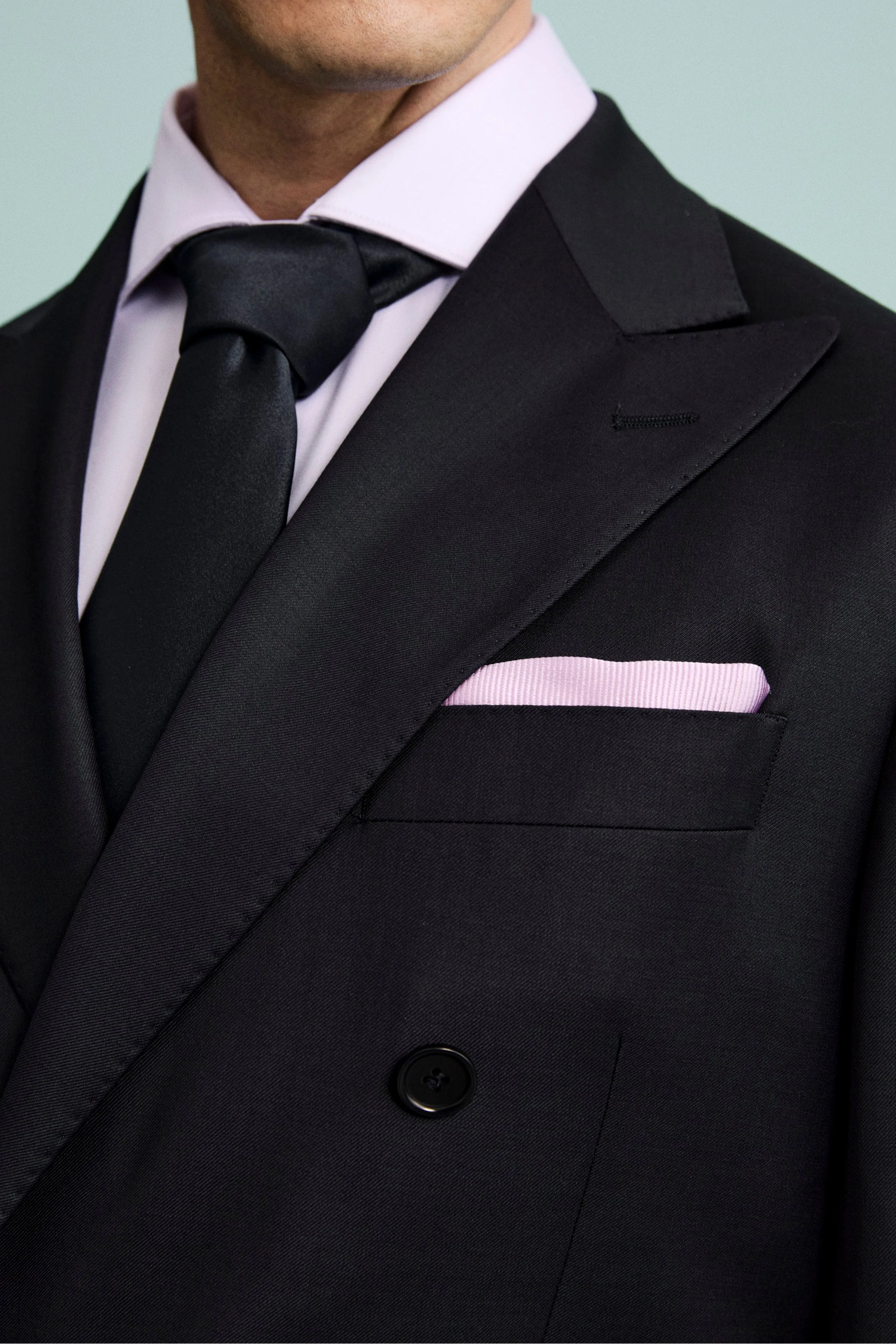 Abito Elegante Doppiopetto con Revers a Lancia - BLU - Image 3