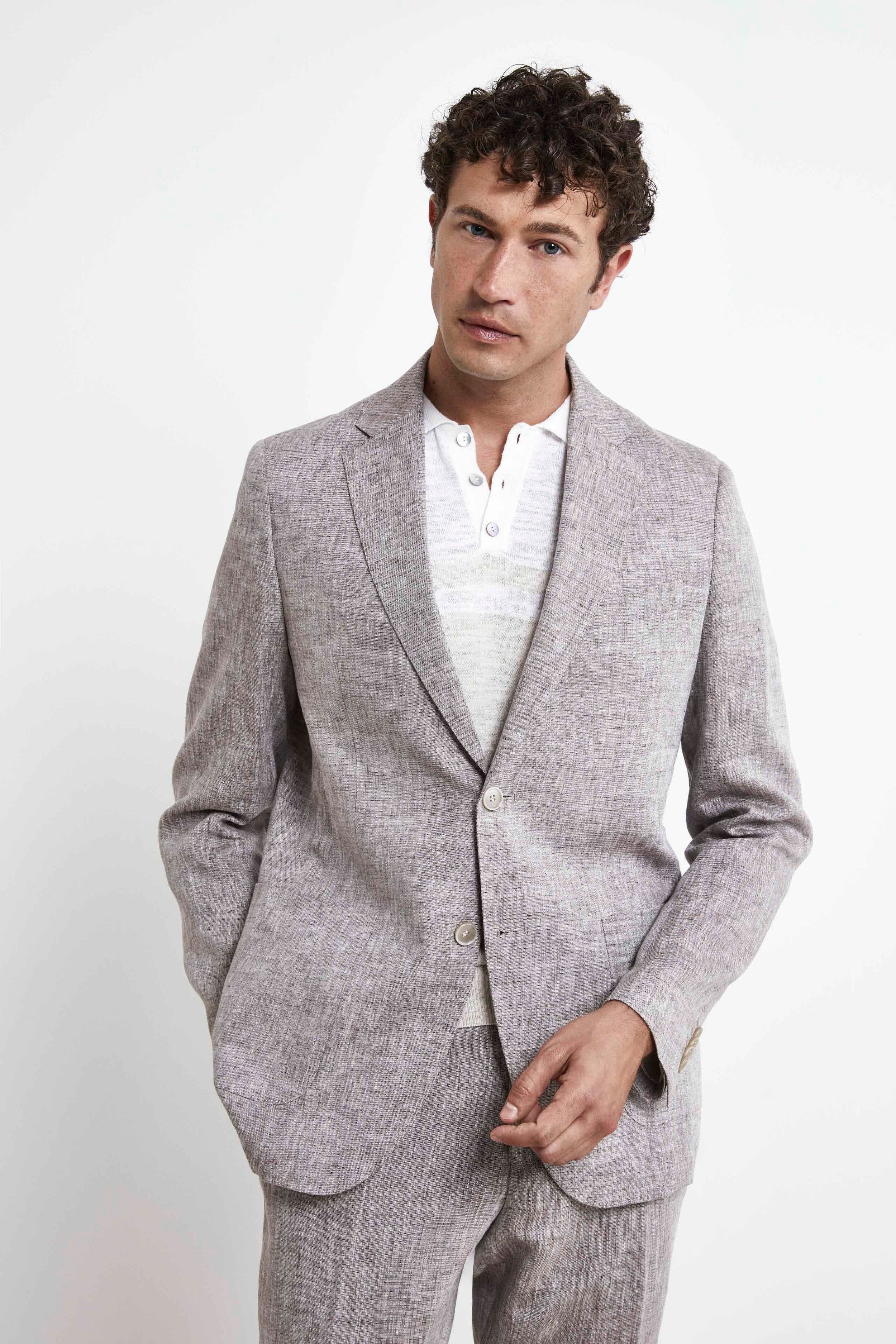 Abito in lino slim fit - MARRONE - Image 3