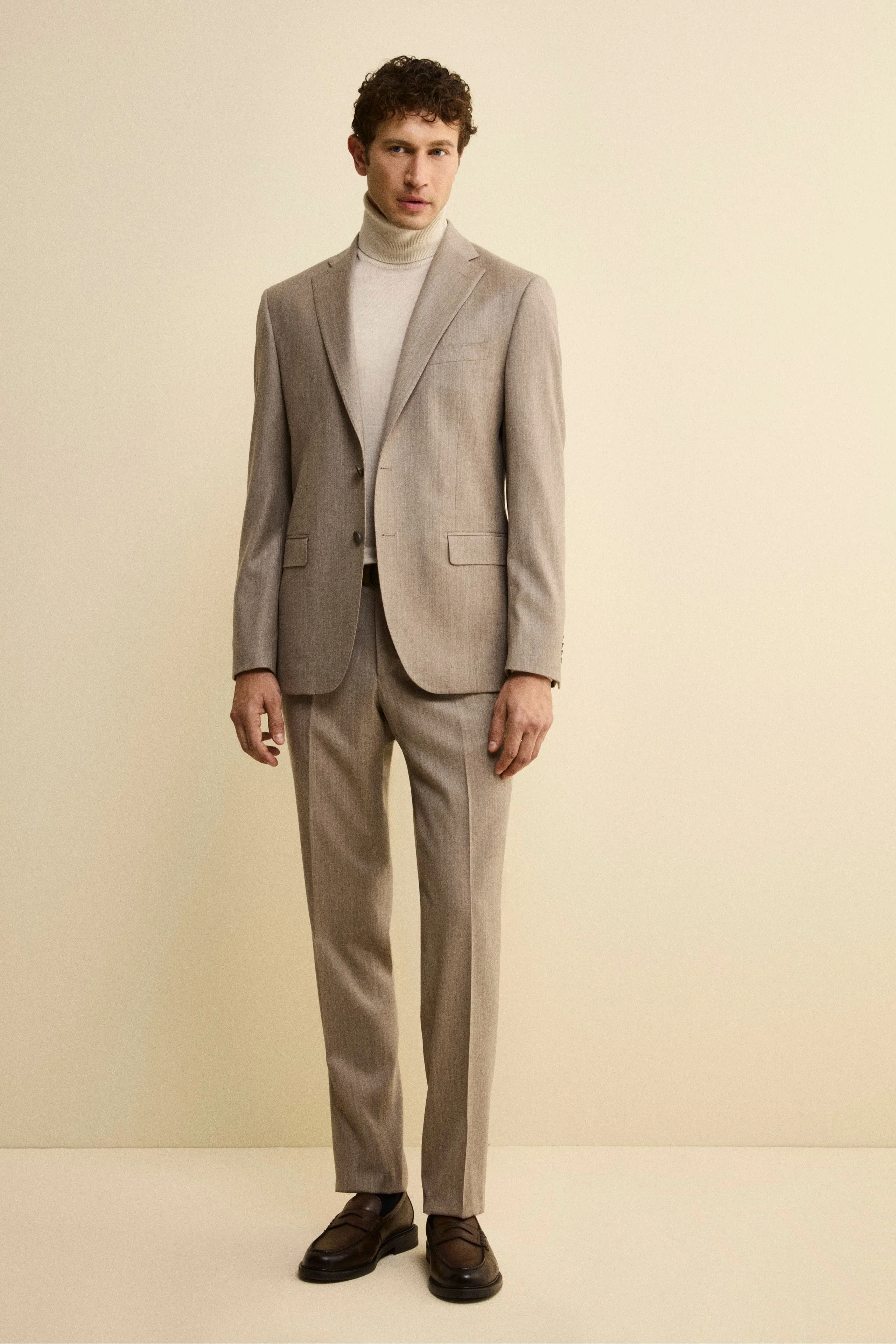 Abito Slim Fit Foderato in Lana e Cashmere - TORTORA