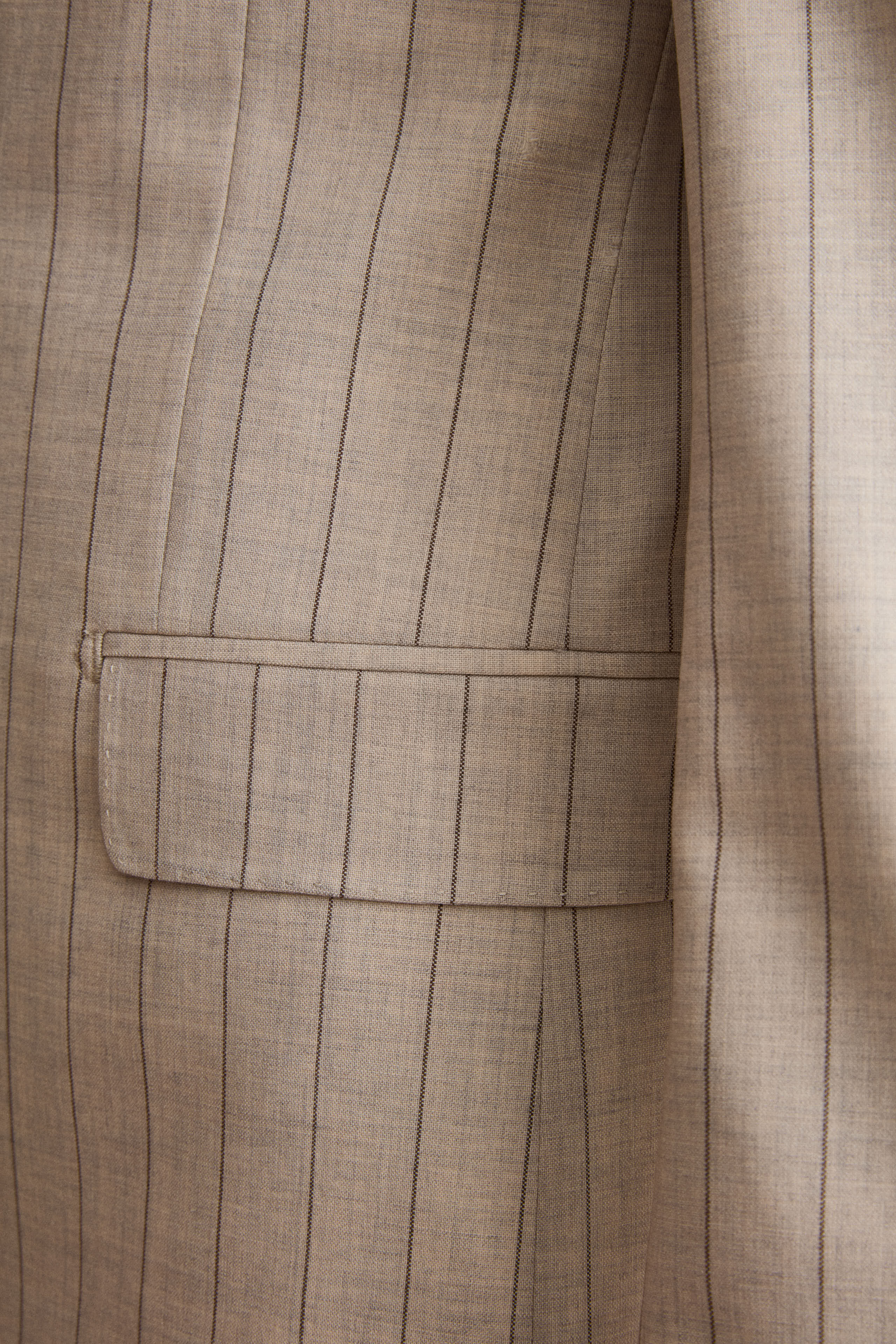 Abito Uomo in Lana Vergine Gessato Slim Fit - BEIGE GESSATO - Image 5