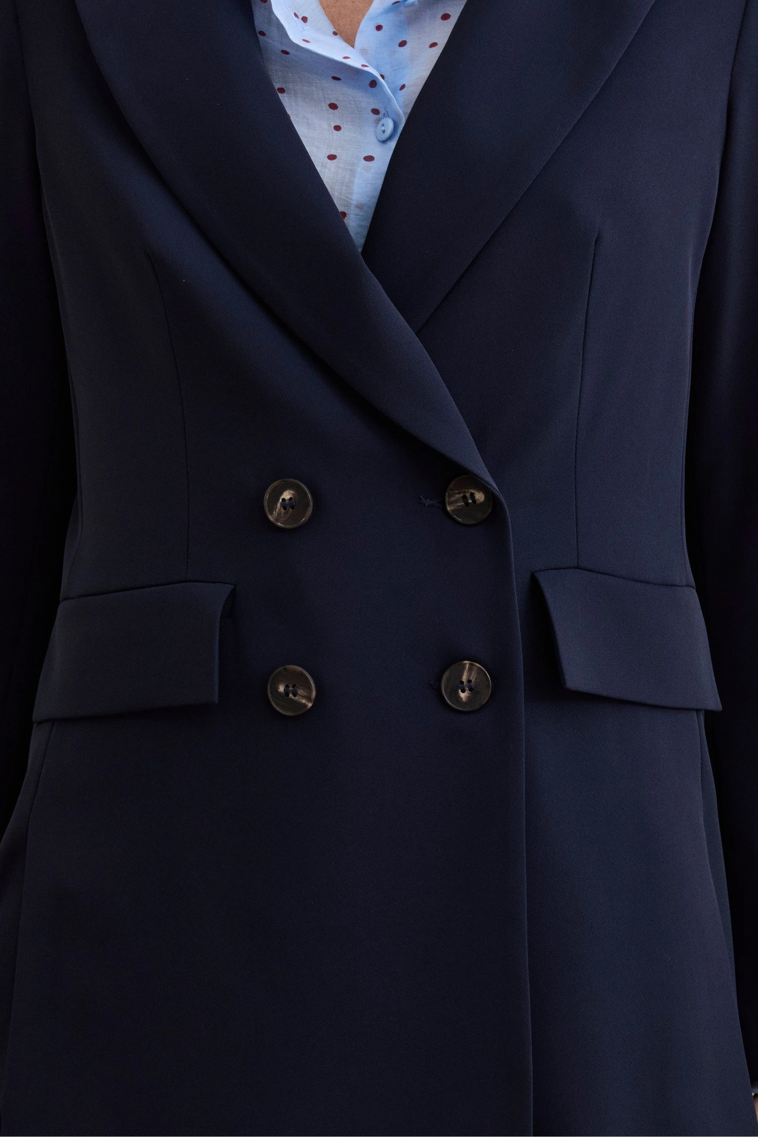 Blazer Doppiopetto Foderato in Cady - BLU - Image 2