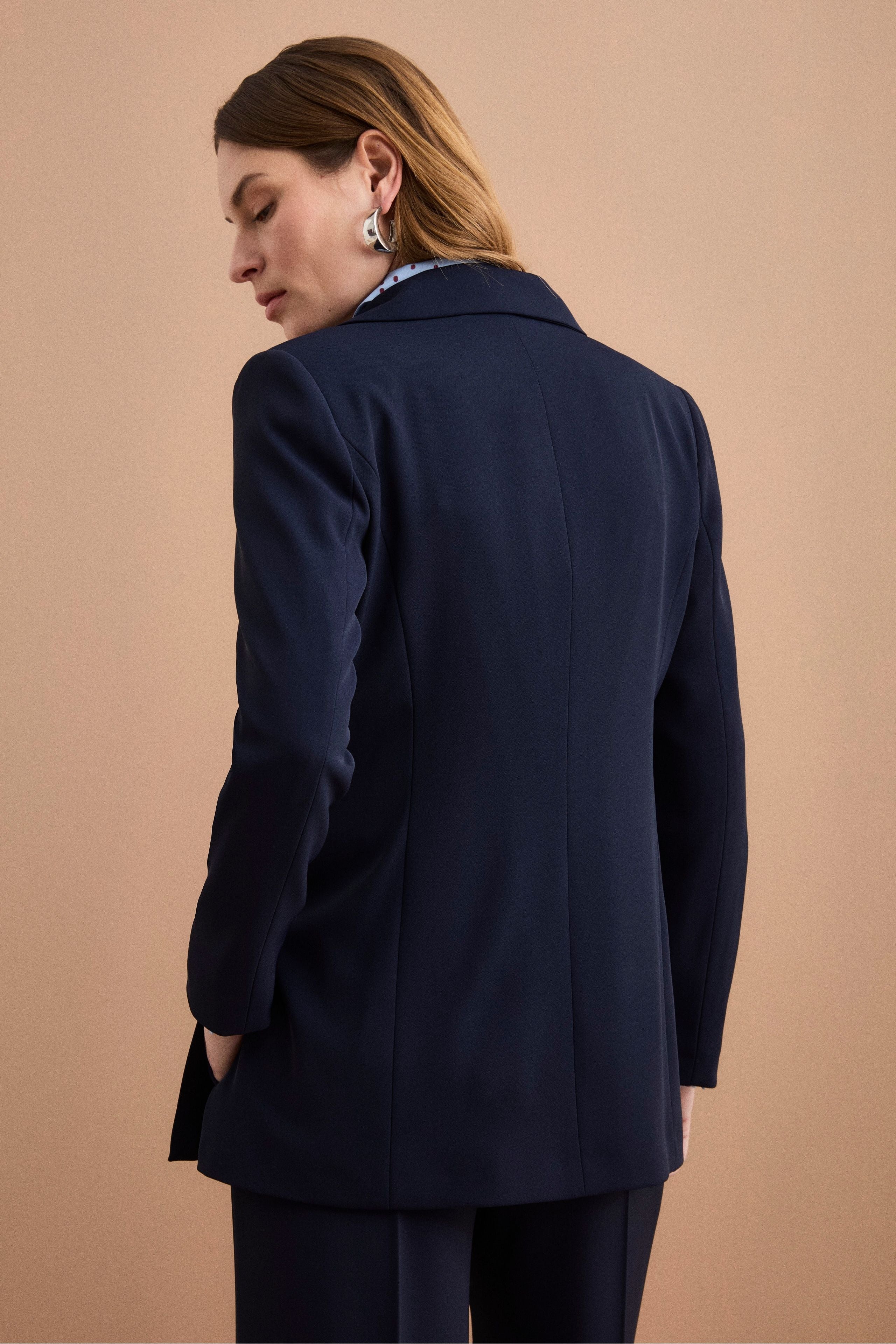 Blazer Doppiopetto Foderato in Cady - BLU - Image 5