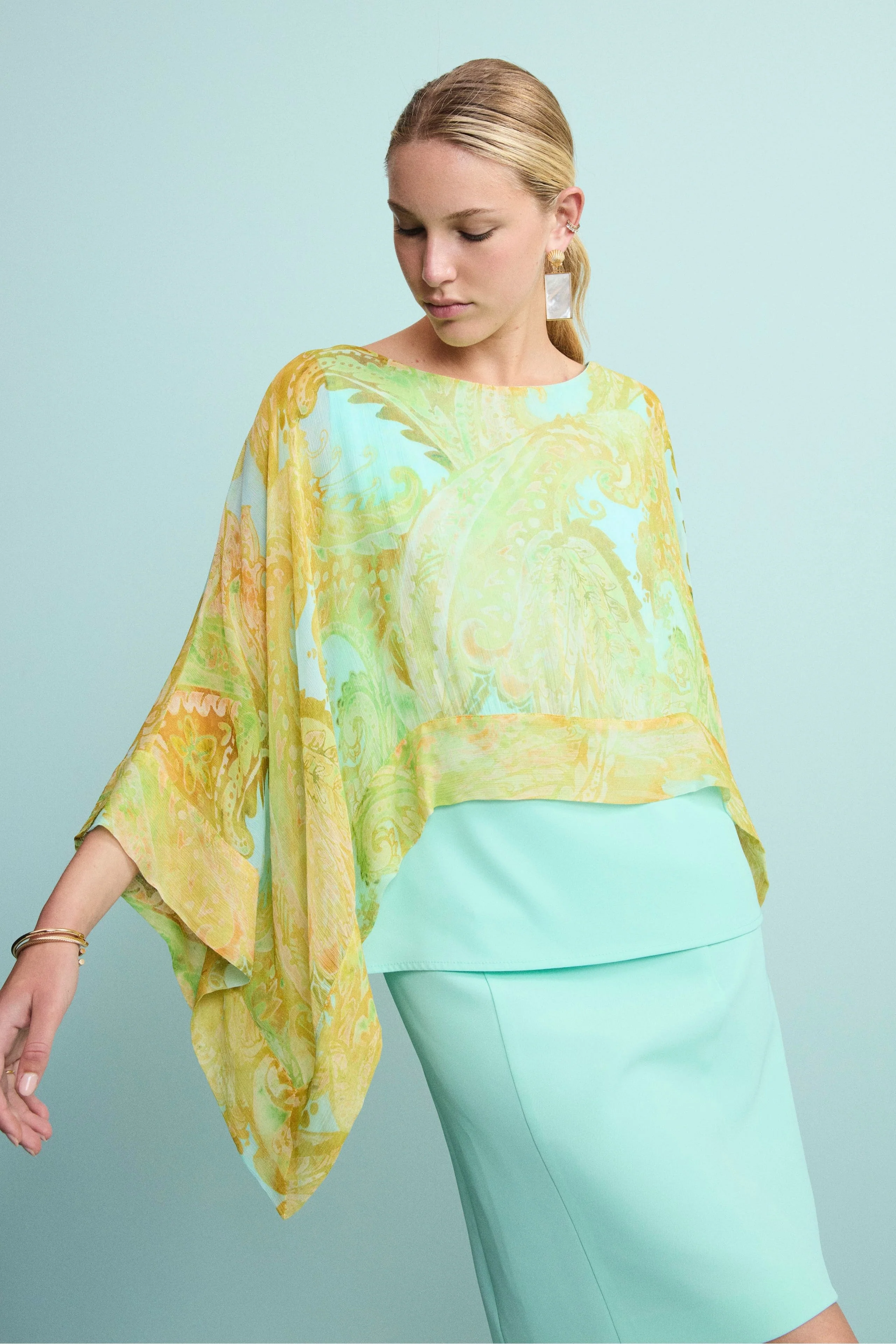 Blusa Creponne Elegante in Fantasia - FANT. ACQUA