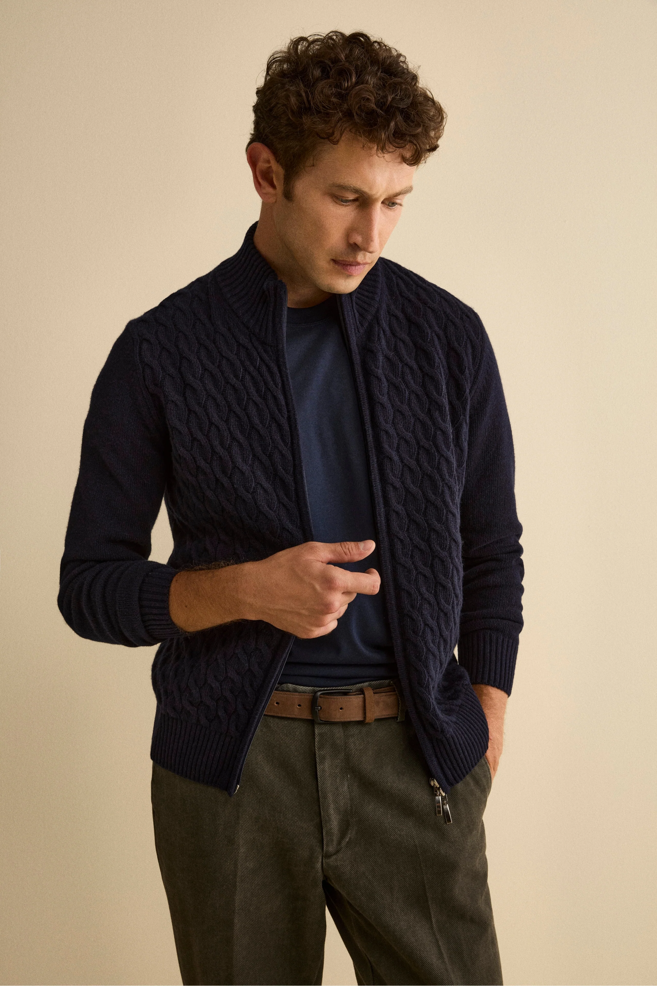 Bomber Lupetto a Trecce in Lana - BLU