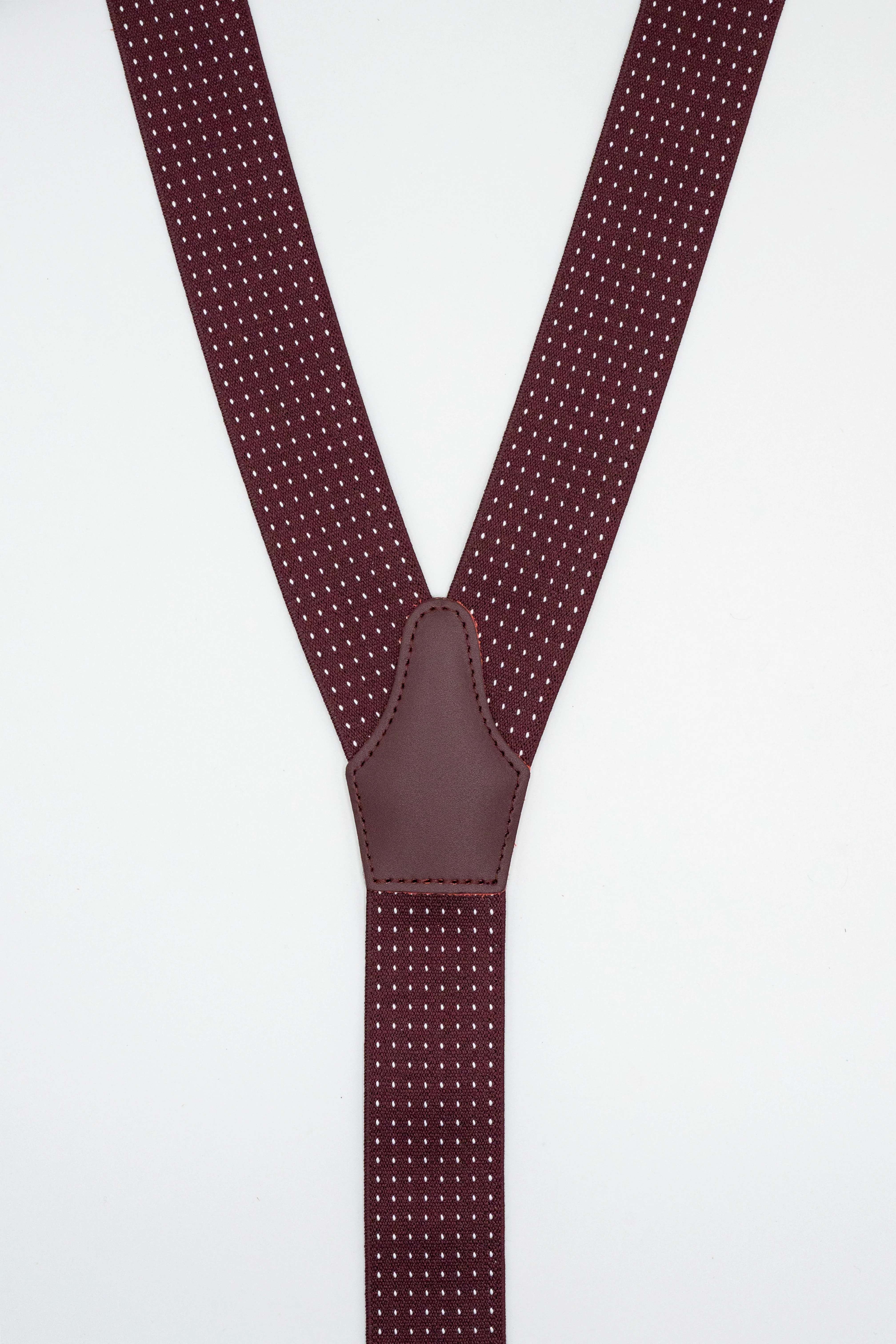Bretelle Elasticizzate con Clip e Asole in Pelle - POIS fondo BORDEAUX - Image 2