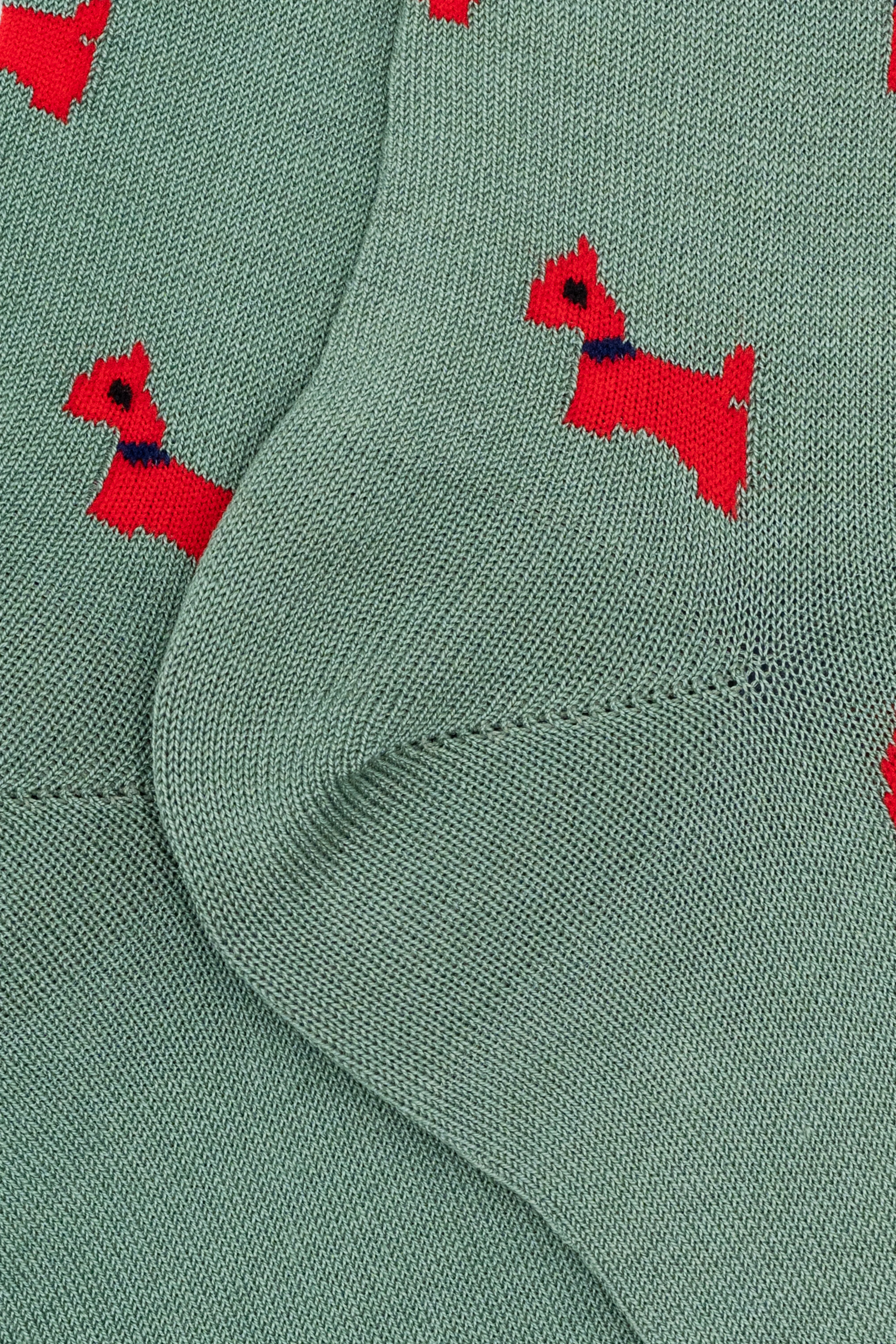 Calze Corte in Cotone Fantasia Cani - VERDE/ROSSO - Image 2