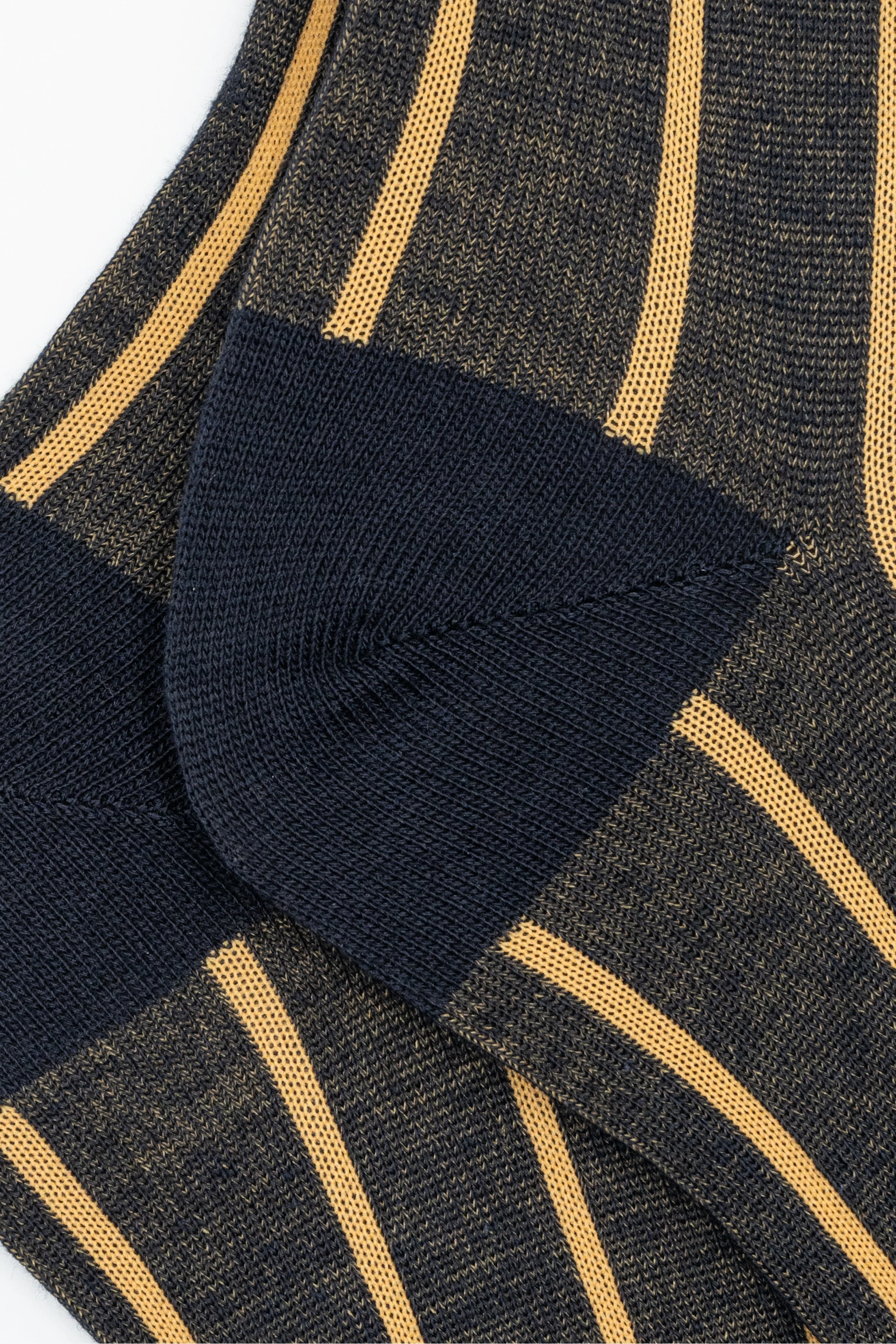 Calze Lunghe Rigate in Cotone - BLU/SENAPE - Image 2