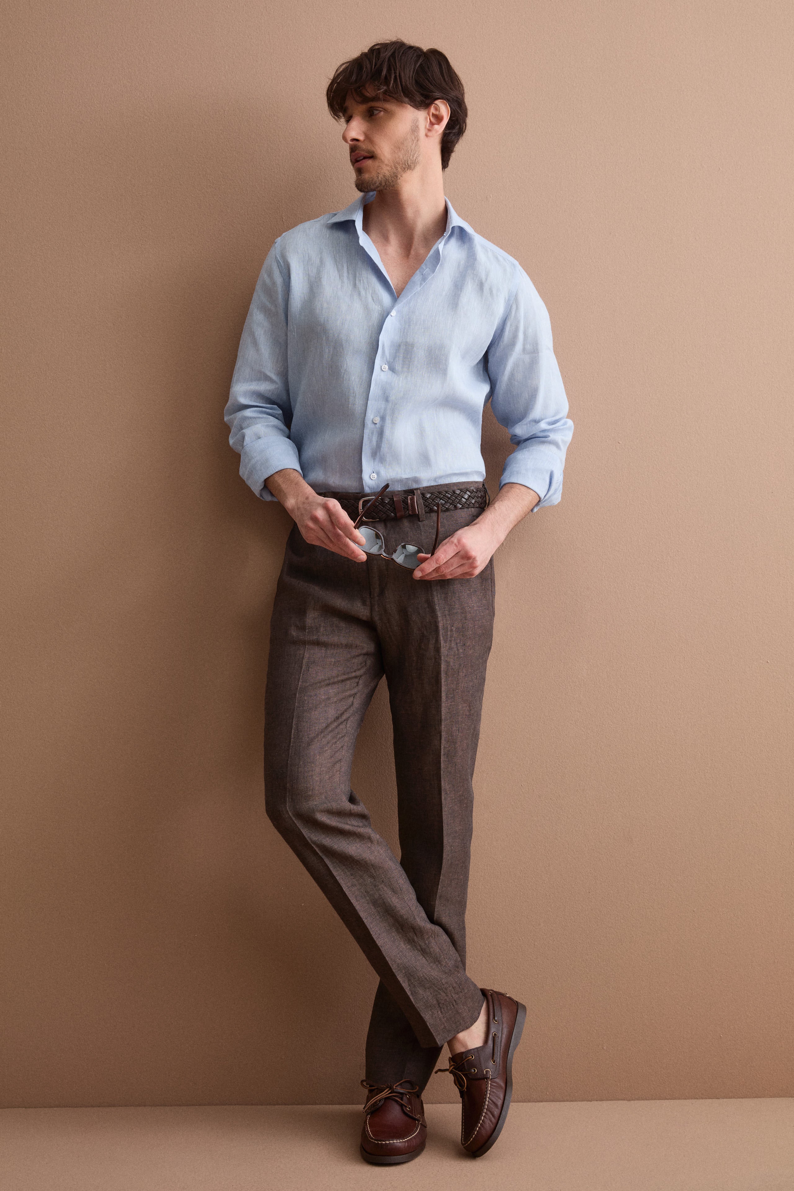 Camicia Casual Slim Fit in Lino - AZZURRO - Image 2