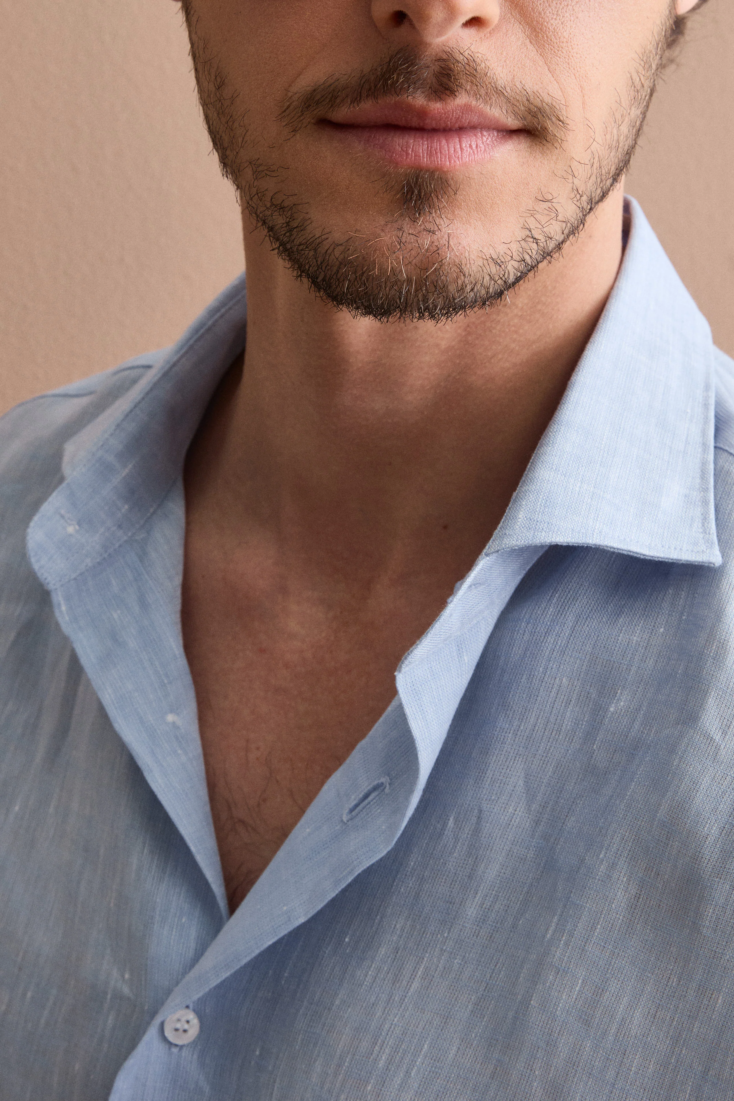 Camicia Casual Slim Fit in Lino - AZZURRO - Image 4