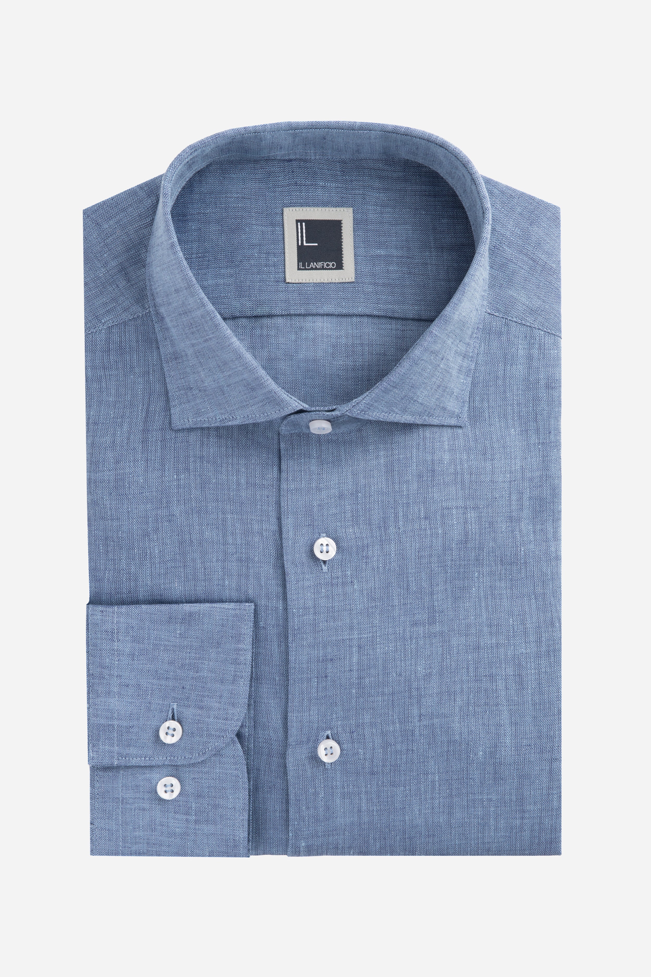 Camicia di lino da uomo - BLU APERTO