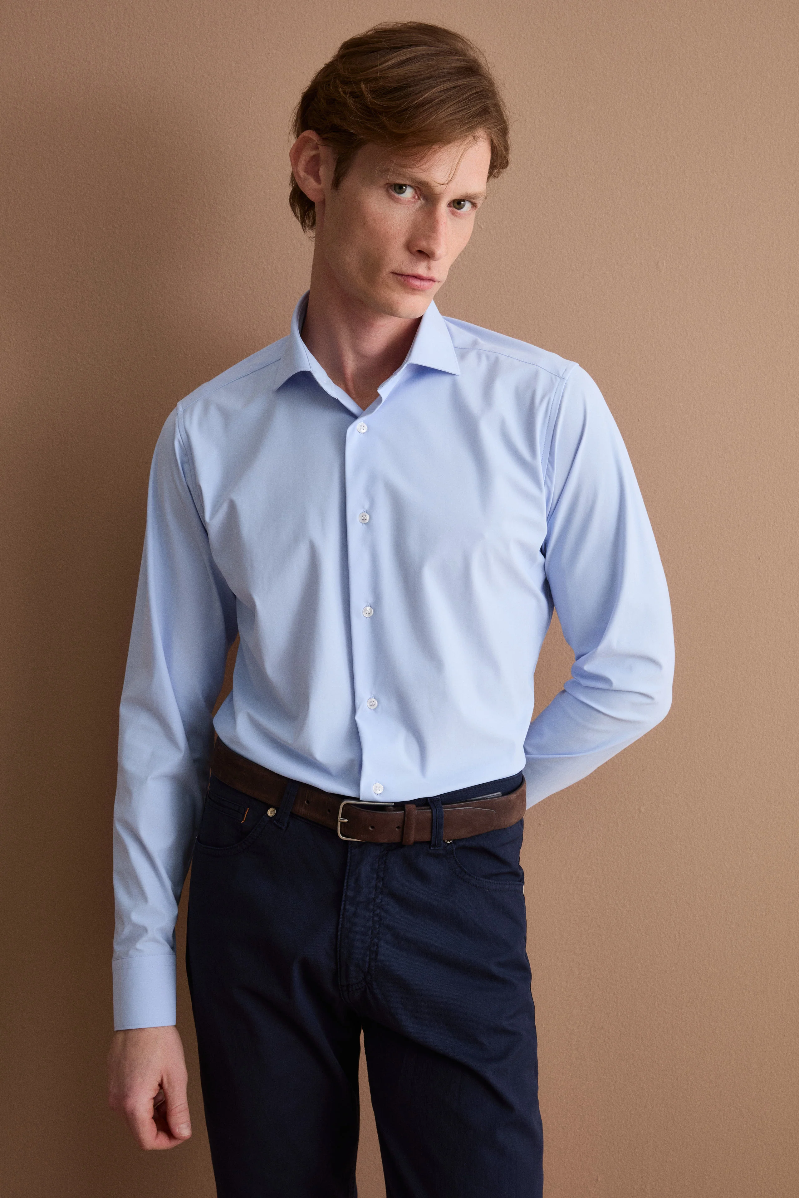 Camicia in jersey slim fit - AZZURRO