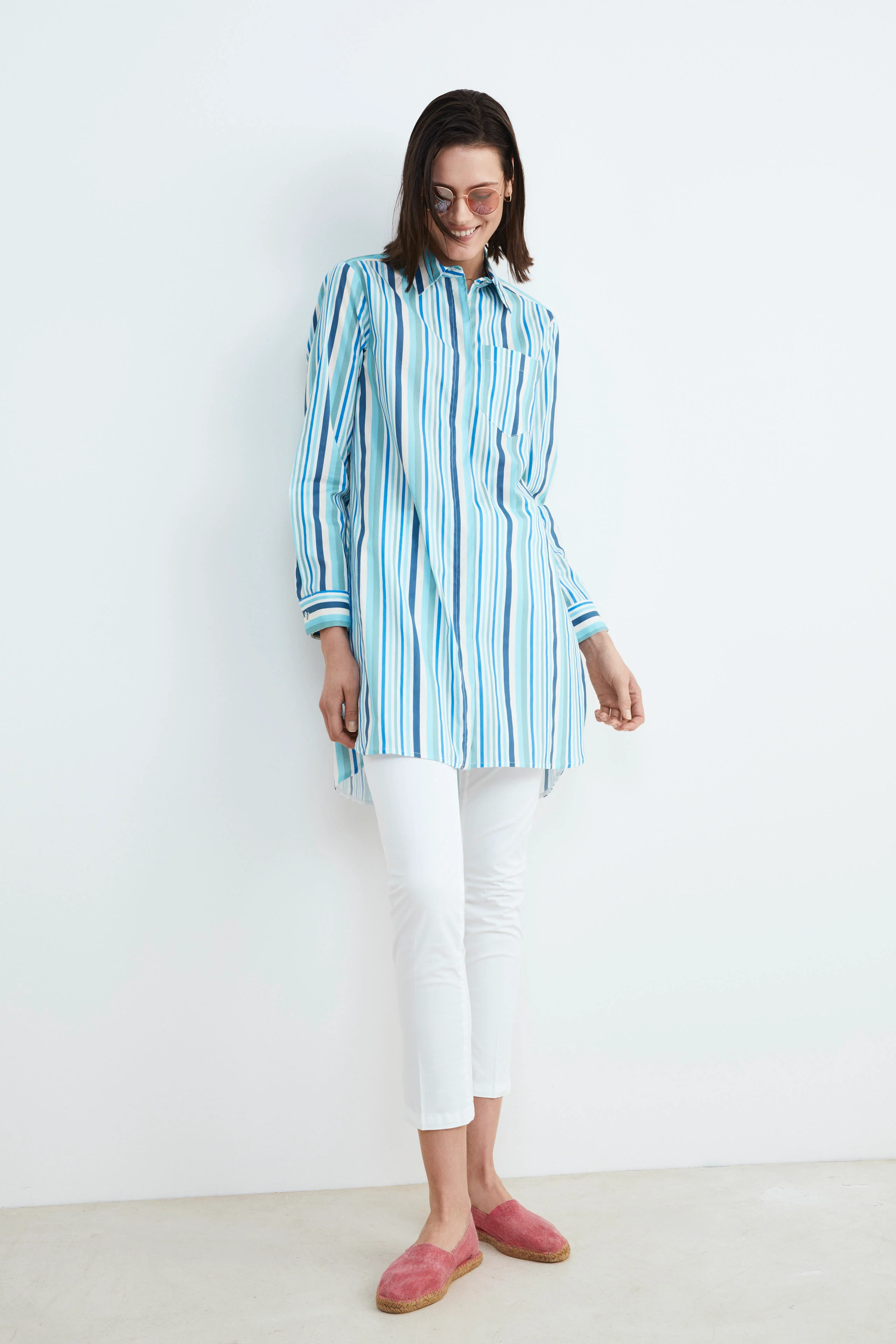 Camicia lunga donna - AZZURRO/BIANCO - Image 6