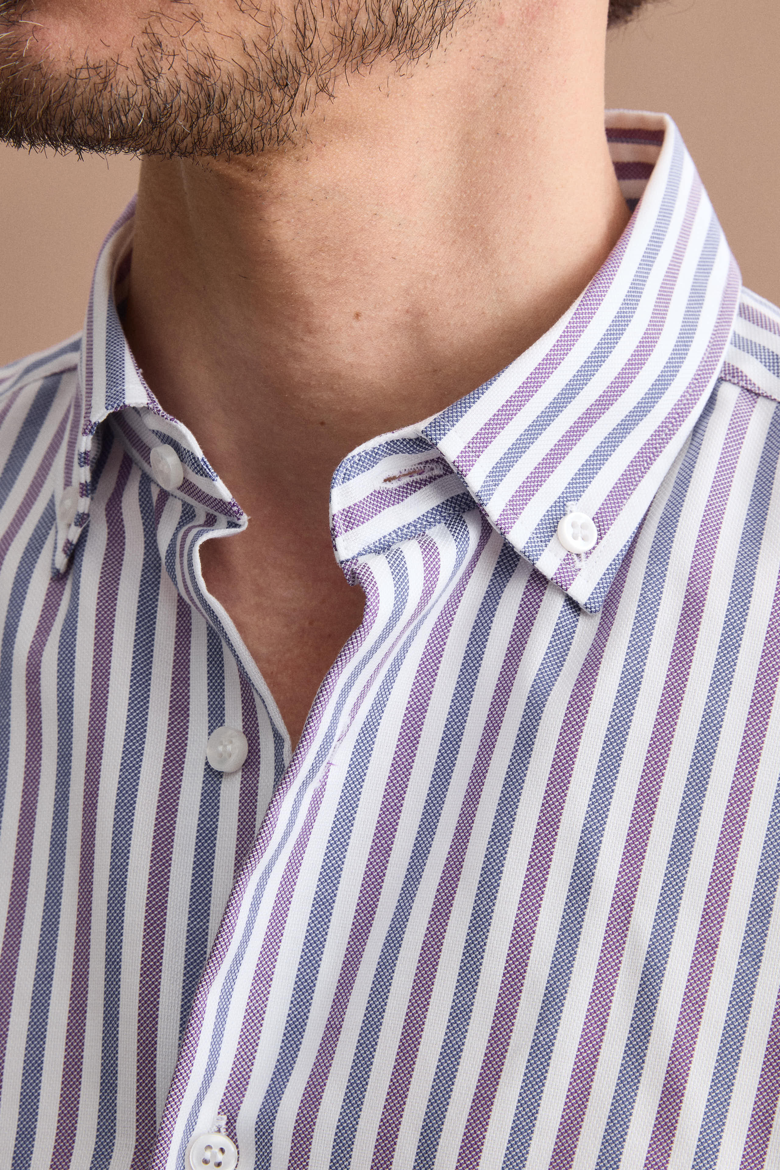 Camicia Regular Button Down a Righe - RIGATO VIOLA/BLU - Image 3