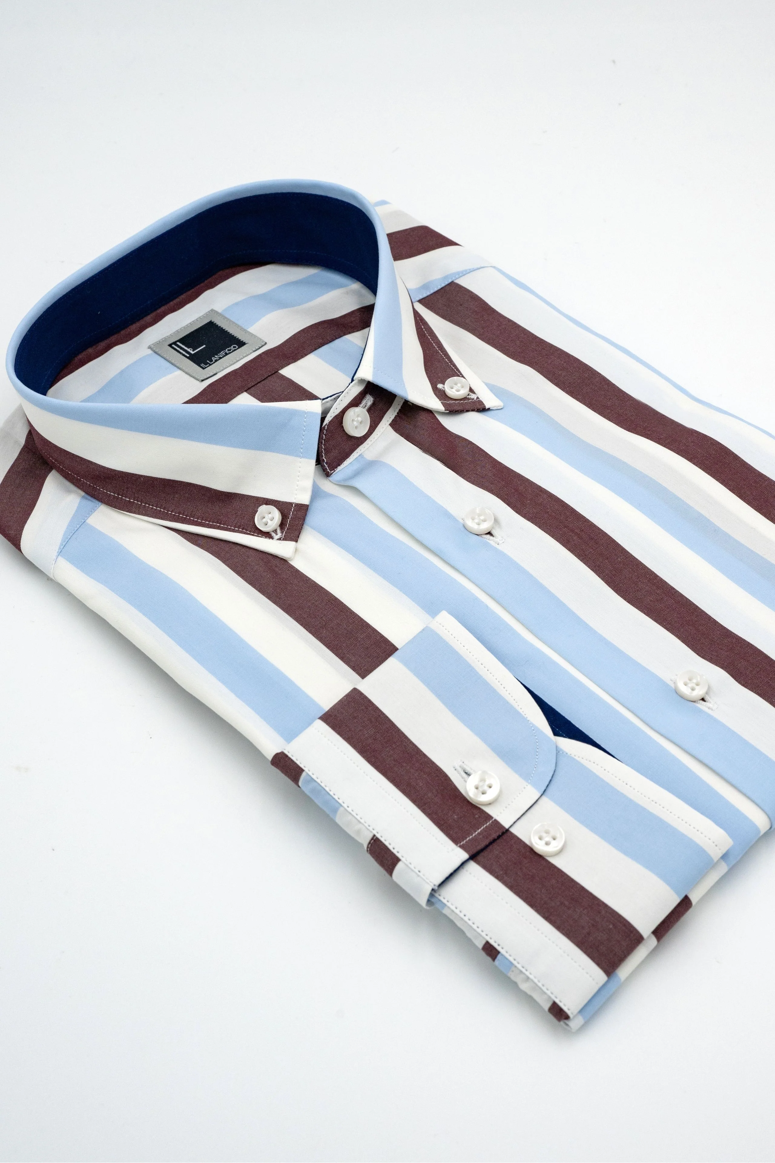 Camicia Slim Fit a Righe Button Down - RIGATO BEIGE/BLU - Image 2
