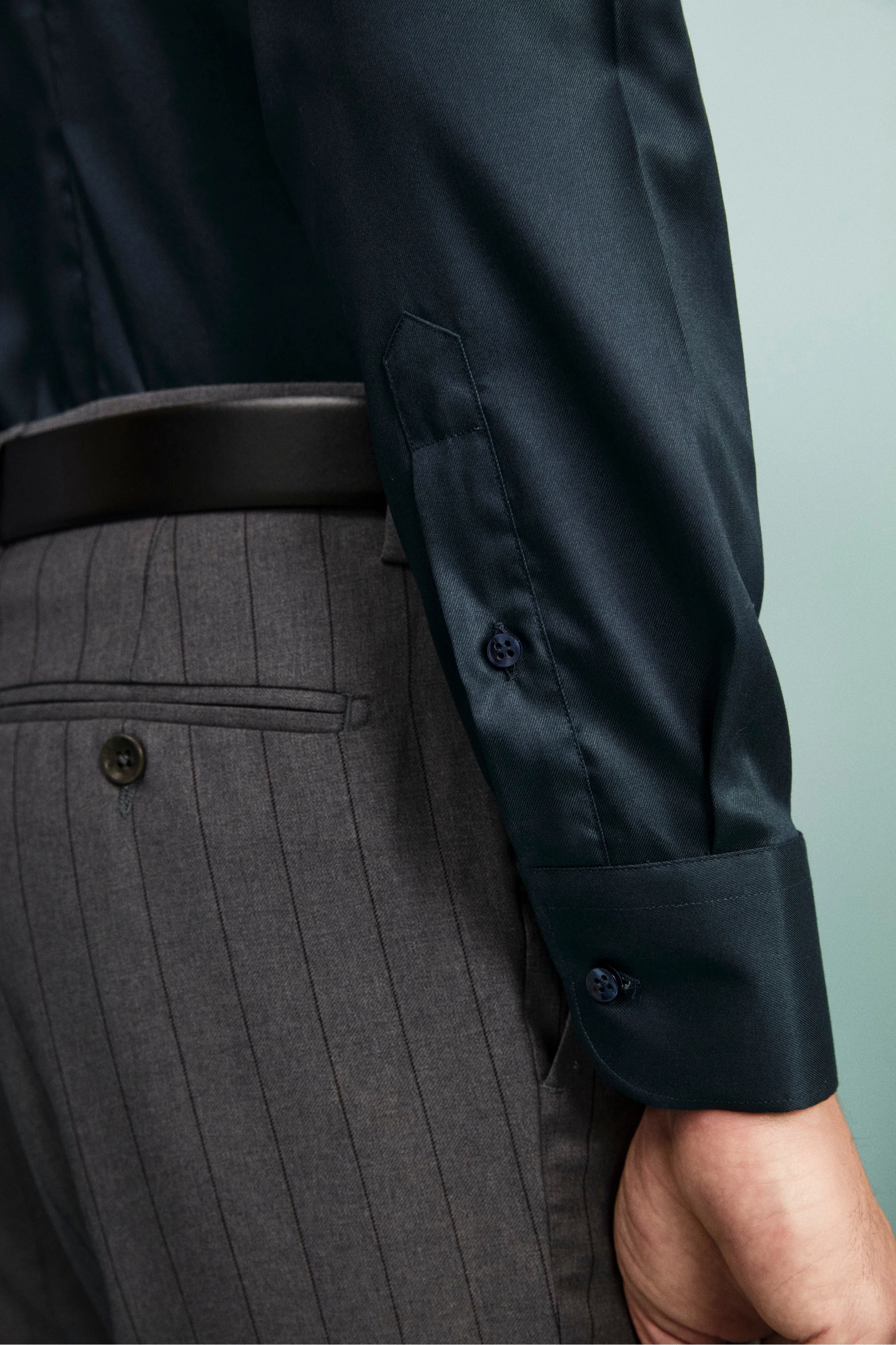 Camicia slim no stiro - BLU - Image 3