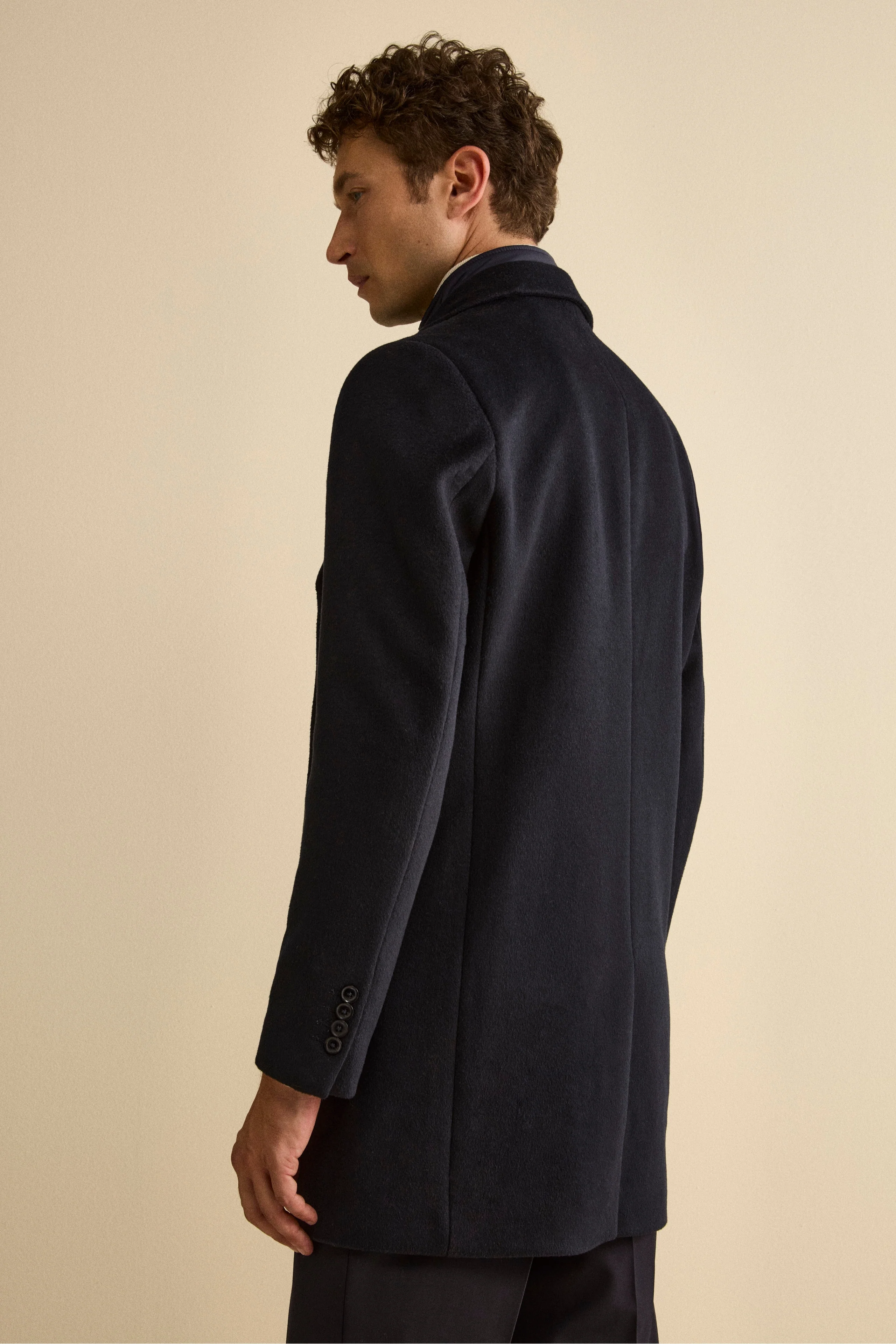 Cappotto Foderato in Misto Lana con Pettorina - BLU - Image 2