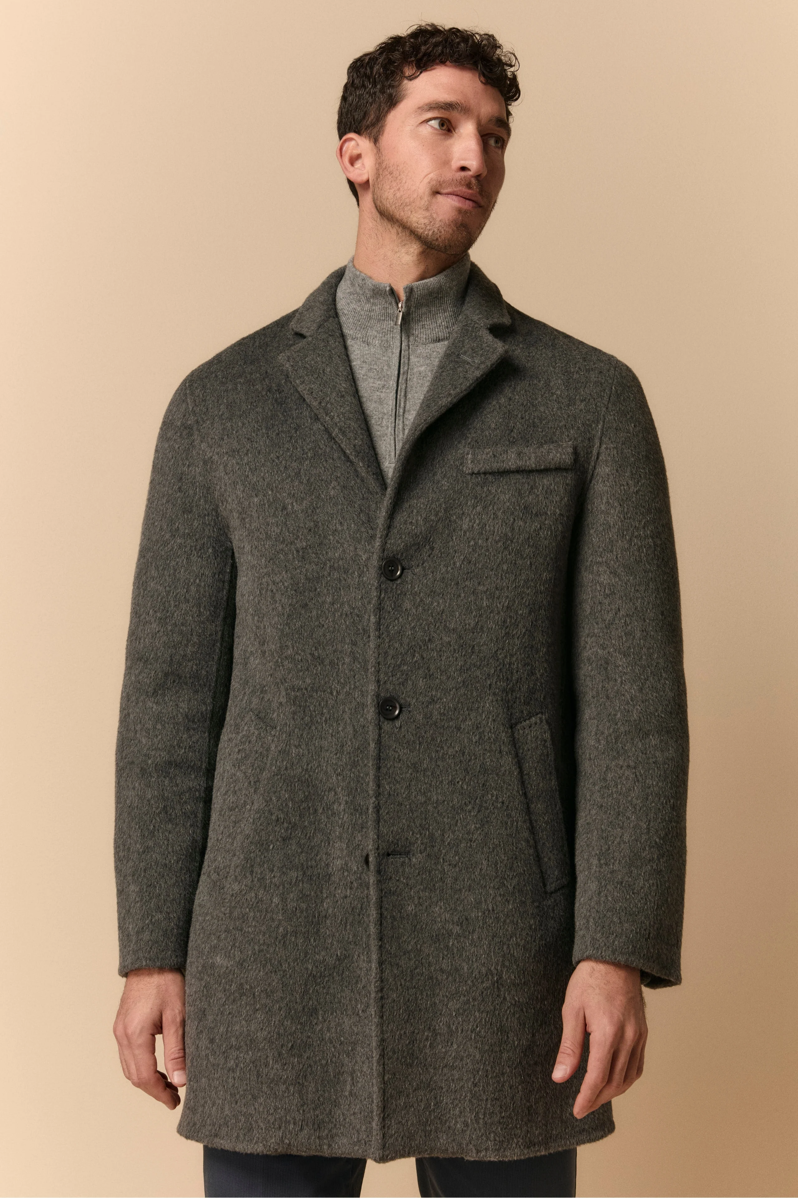 Cappotto in Lana con Gilet in Piuma - GRIGIO SCURO