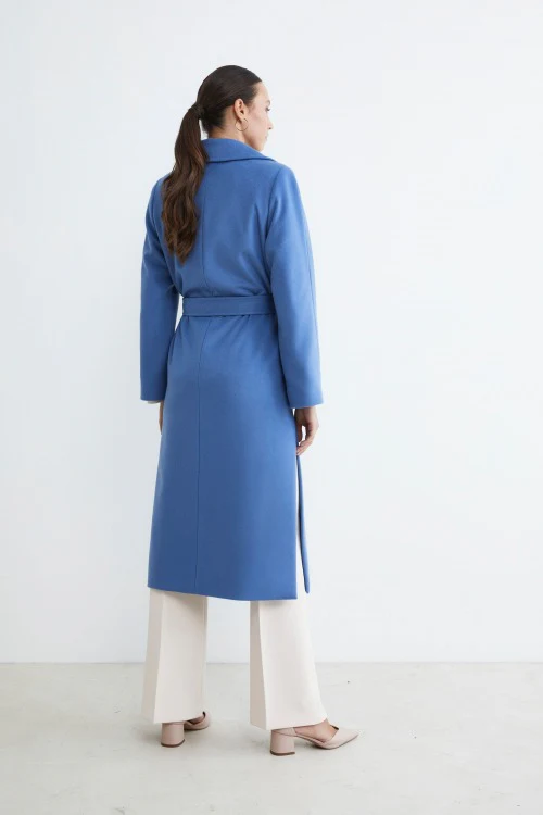 Cappotto lungo in lana e cashmere - AZZURRO - Image 2