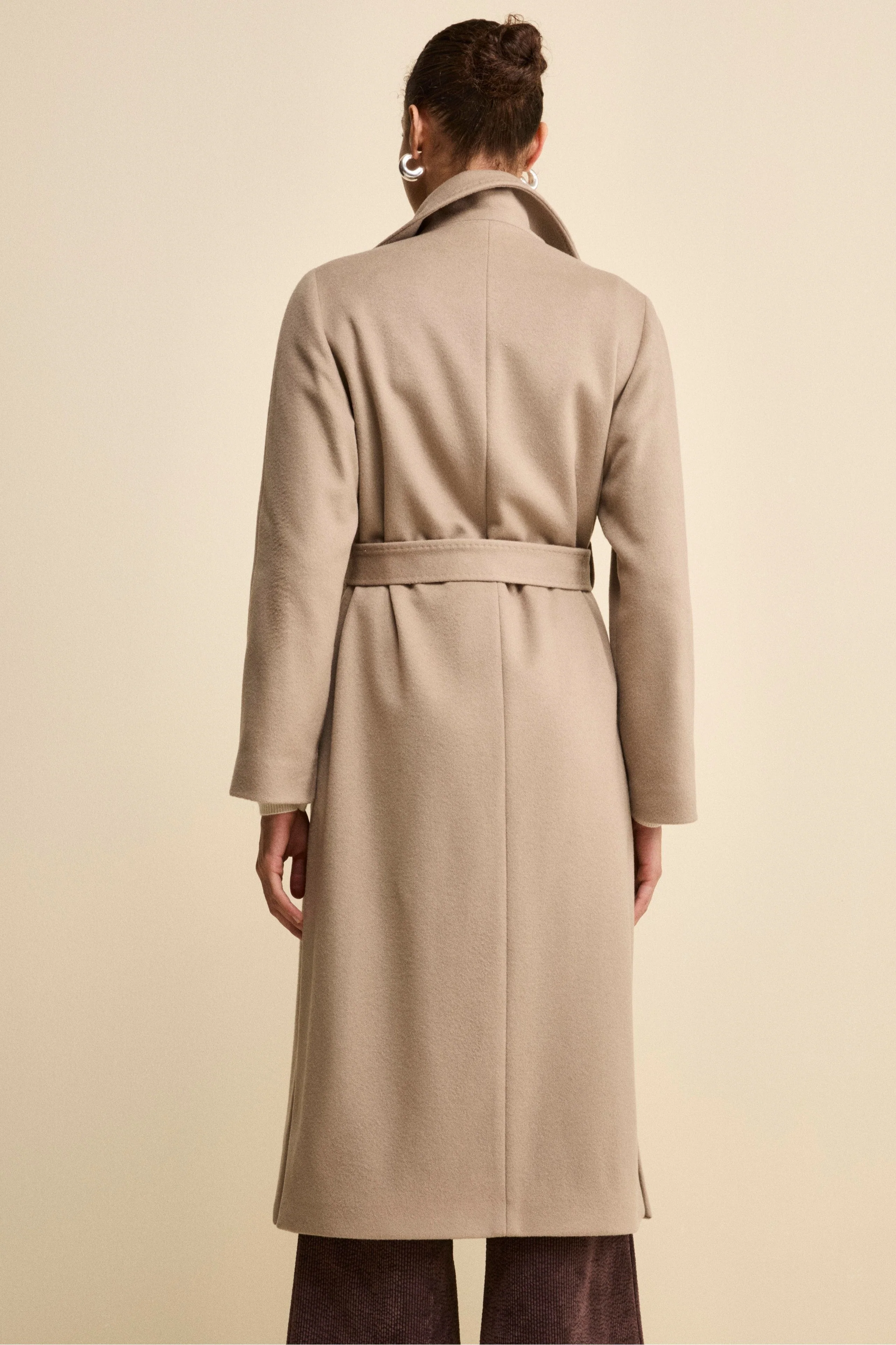Cappotto lungo in lana e cashmere - NOCCIOLA - Image 6