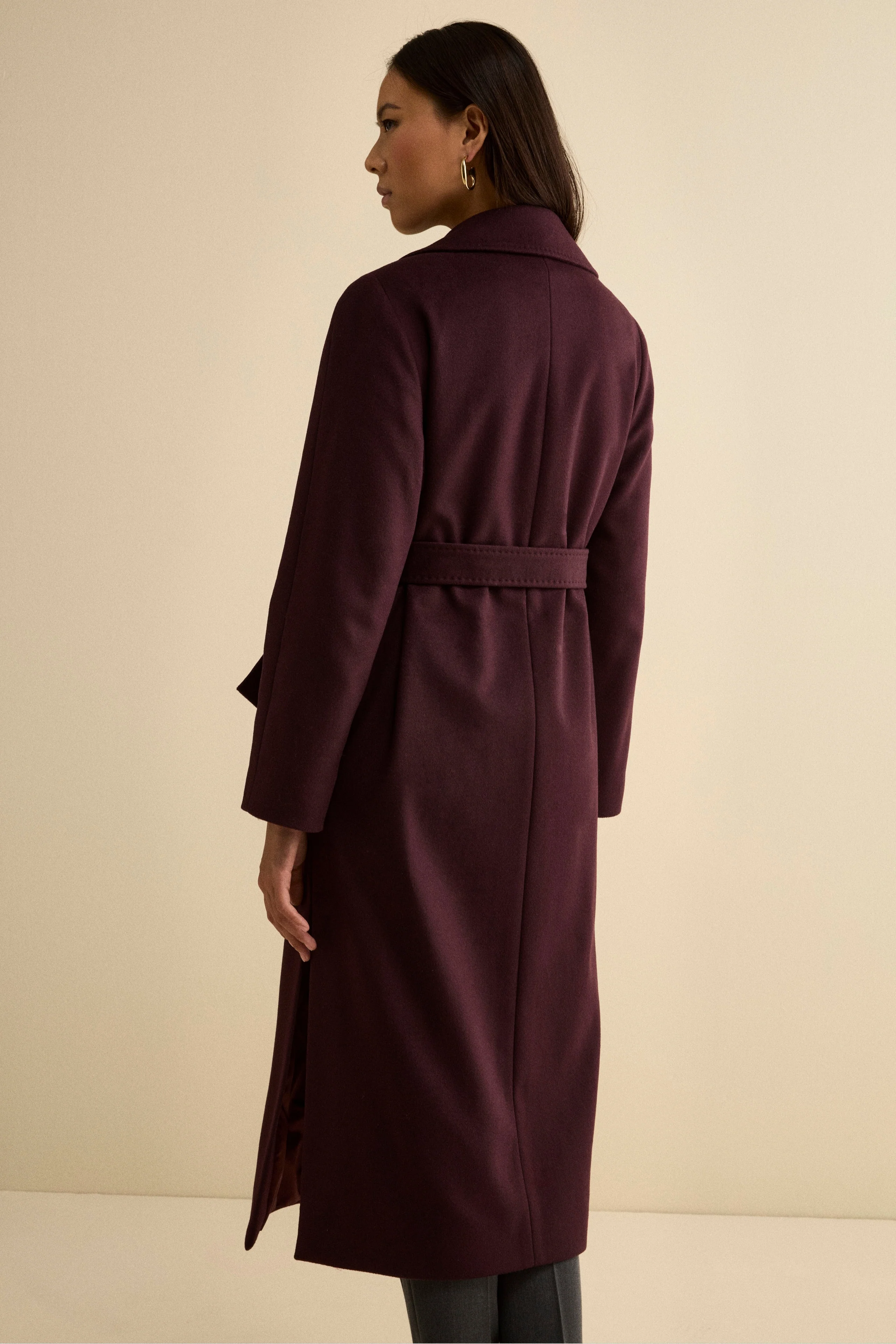 Cappotto lungo in lana e cashmere - PRUGNA - Image 3