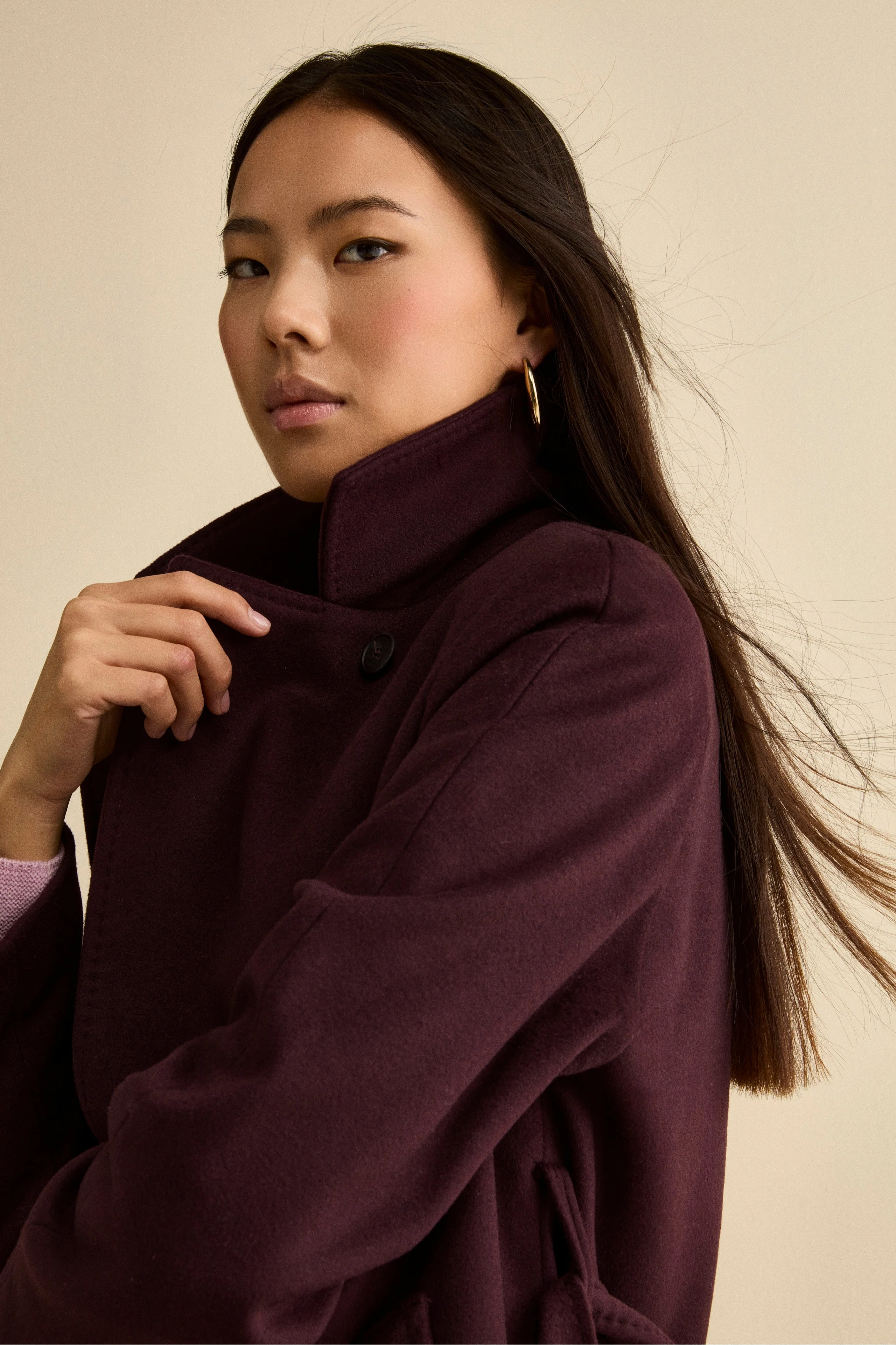 Cappotto lungo in lana e cashmere - PRUGNA - Image 5