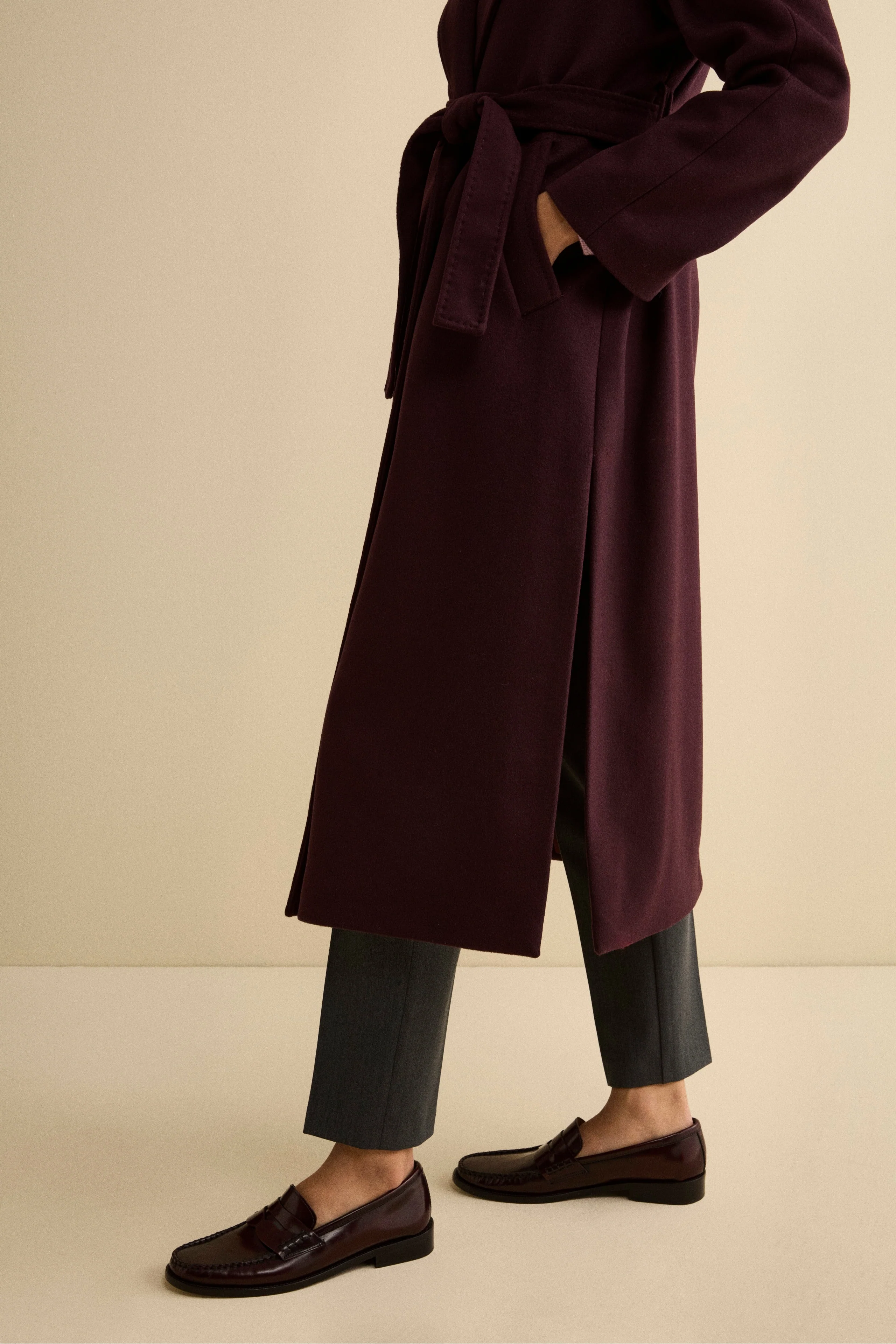 Cappotto lungo in lana e cashmere - PRUGNA - Image 7