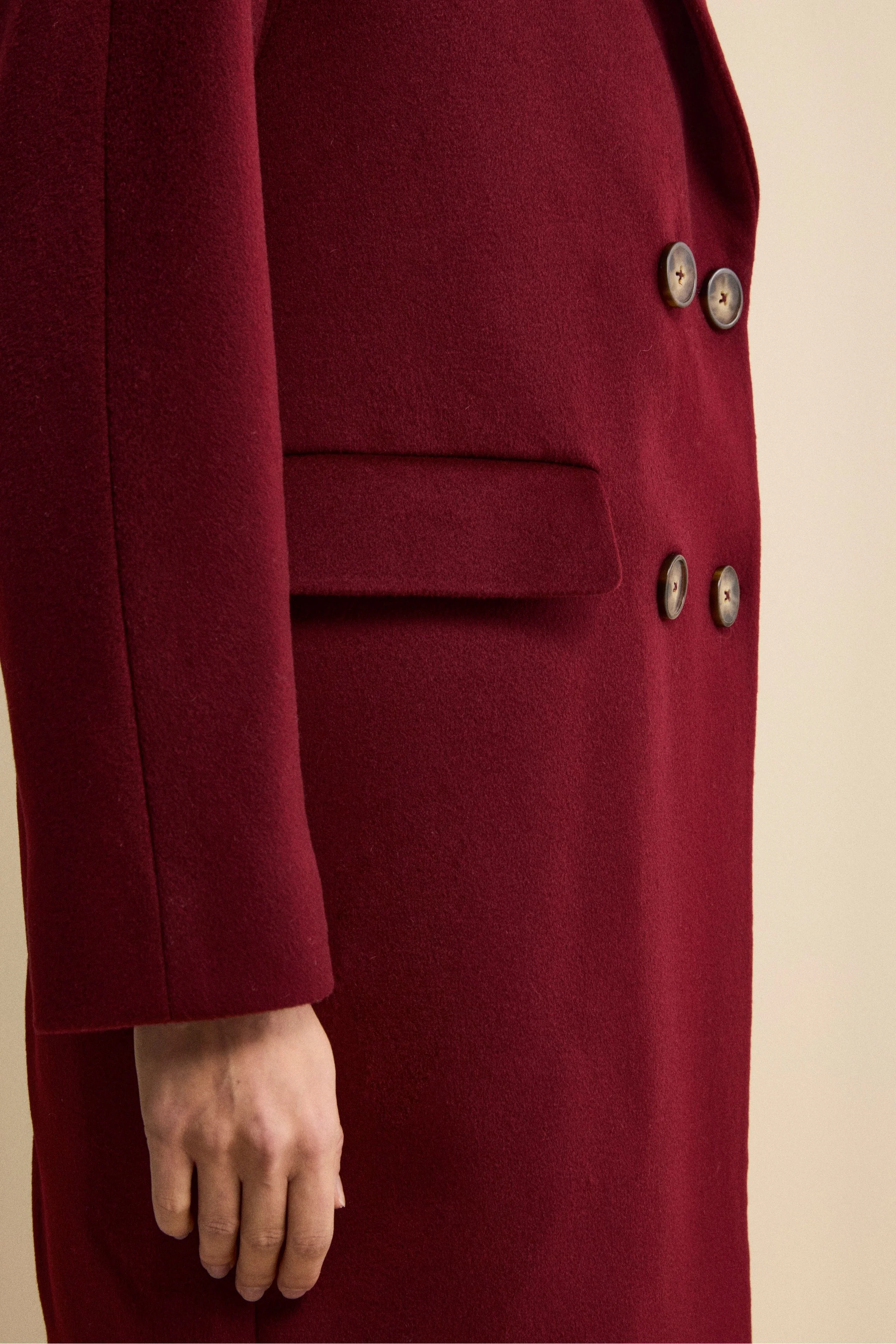 Cappotto Midi Doppiopetto in Misto Lana e Cashmere - BORDEAUX - Image 5