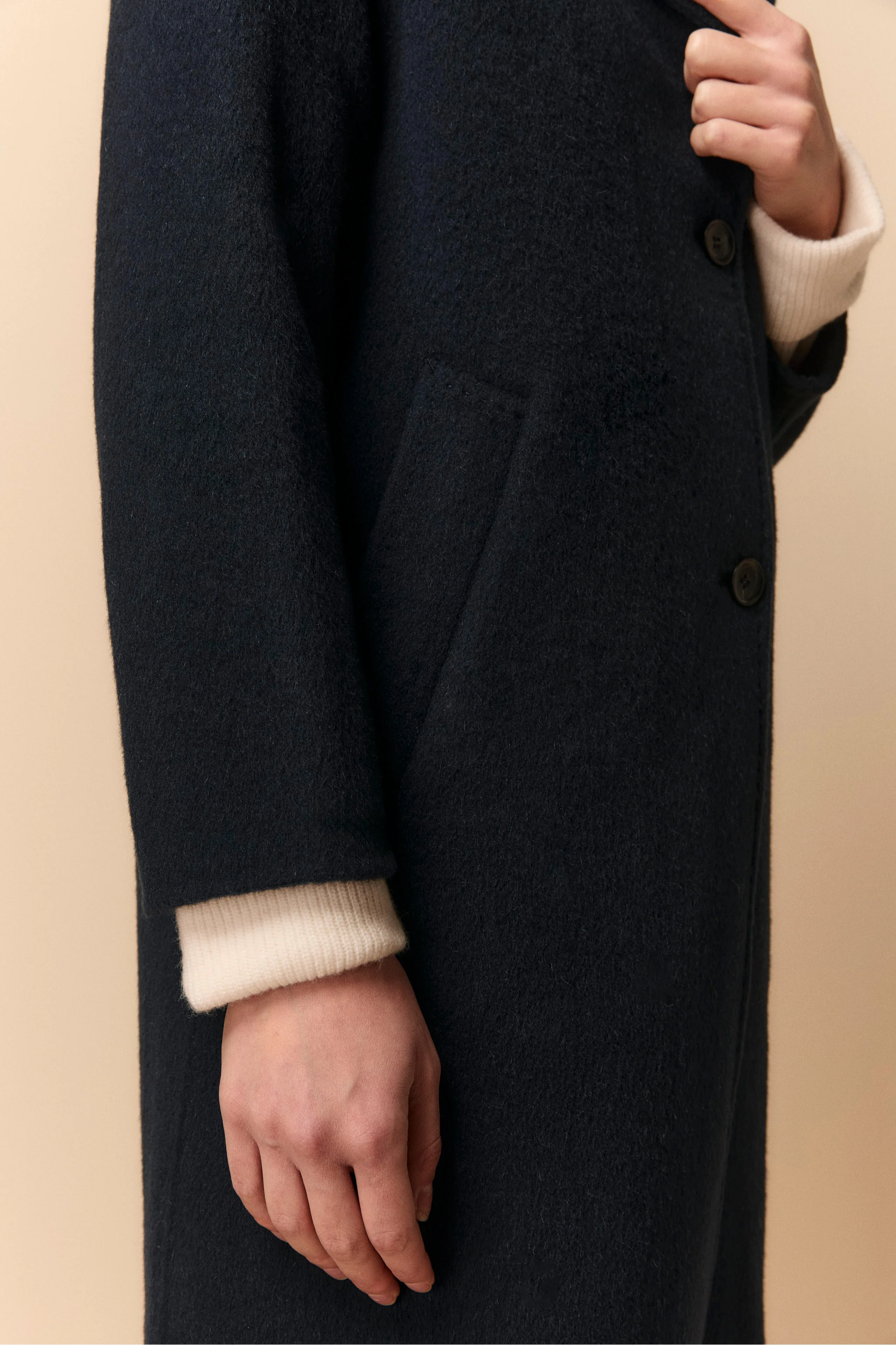 Cappotto Midi in Lana Imbottito - BLU - Image 3
