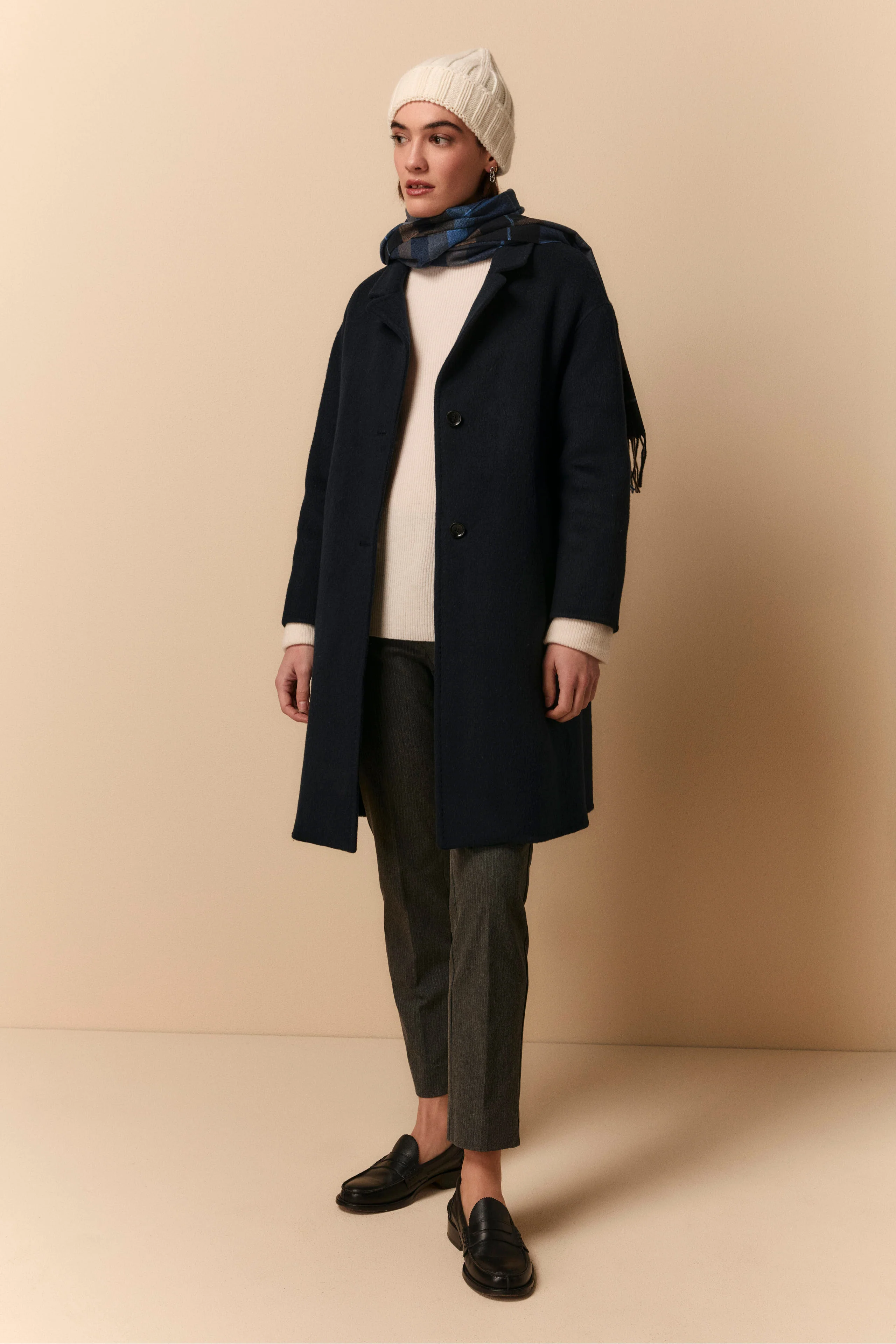Cappotto Midi in Lana Imbottito - BLU - Image 6