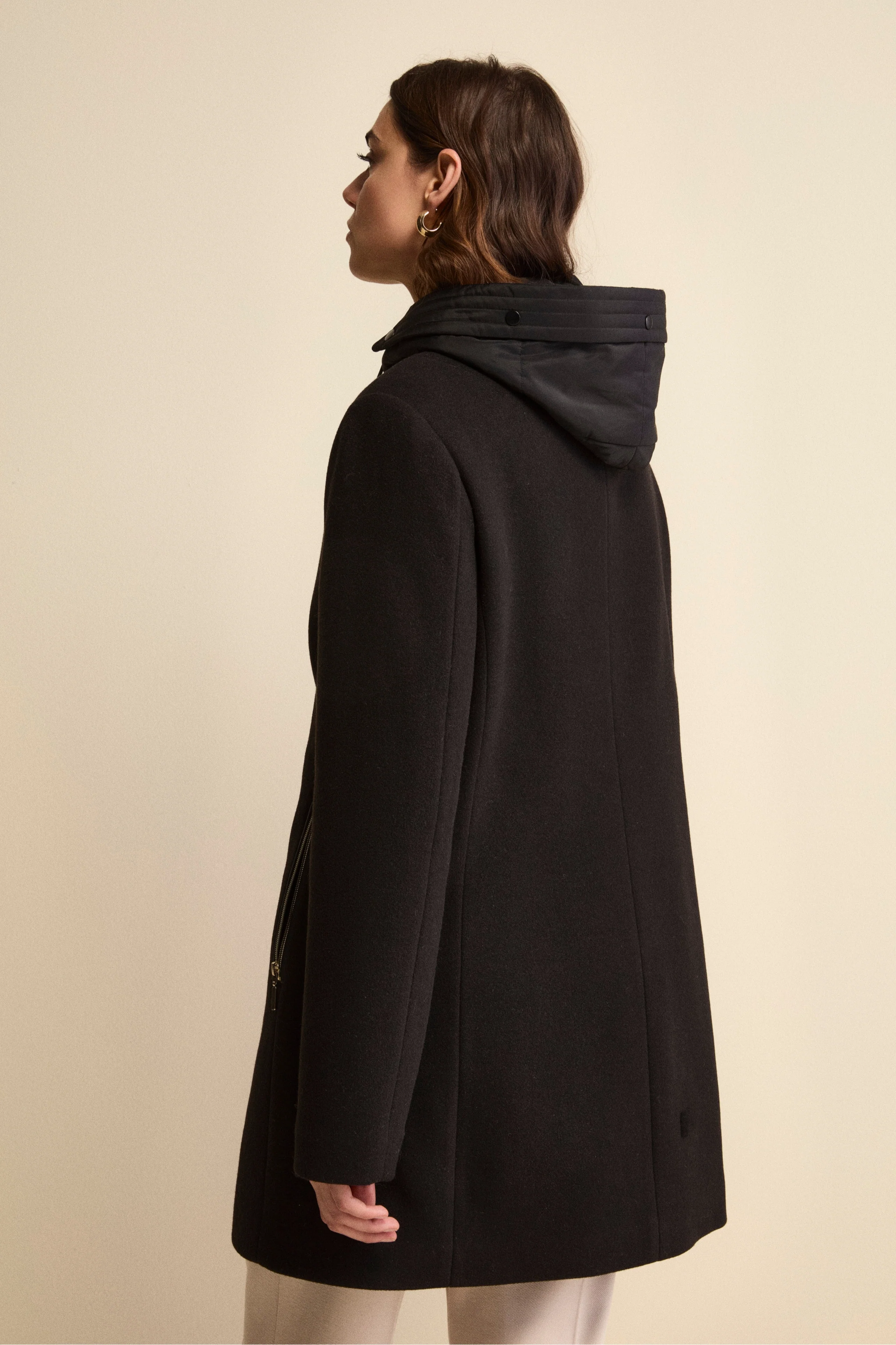 Cappotto Midi in Misto Lana con Alamaro - NERO - Image 2