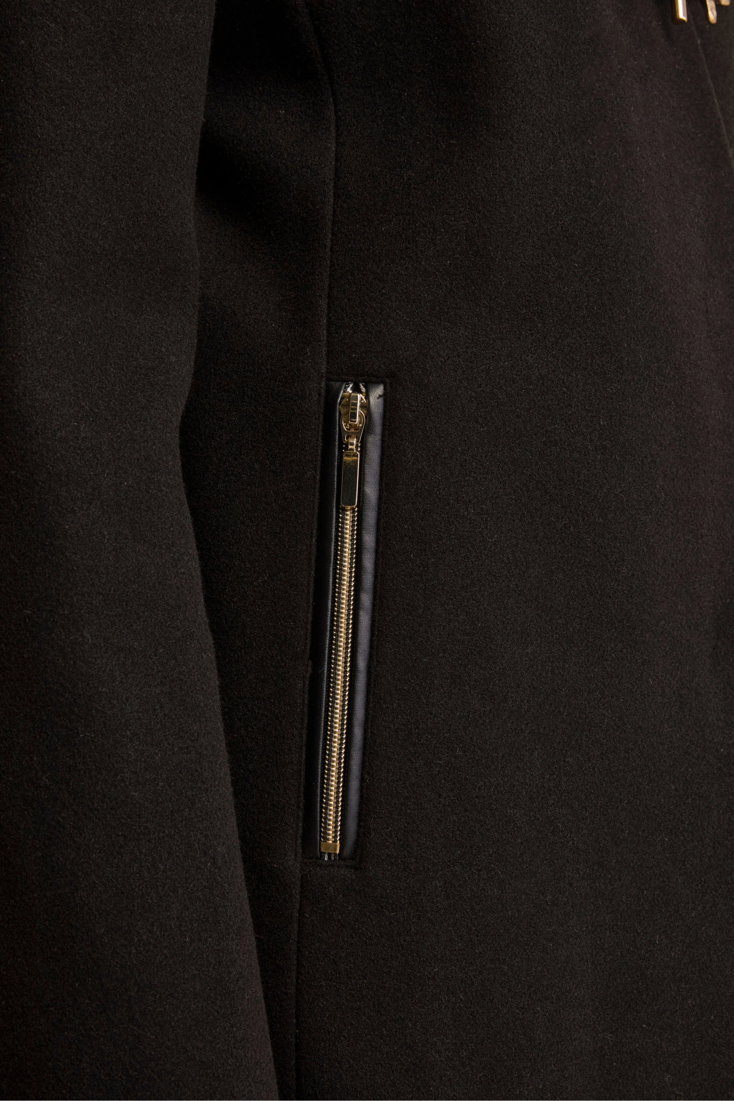 Cappotto Midi in Misto Lana con Alamaro - NERO - Image 4