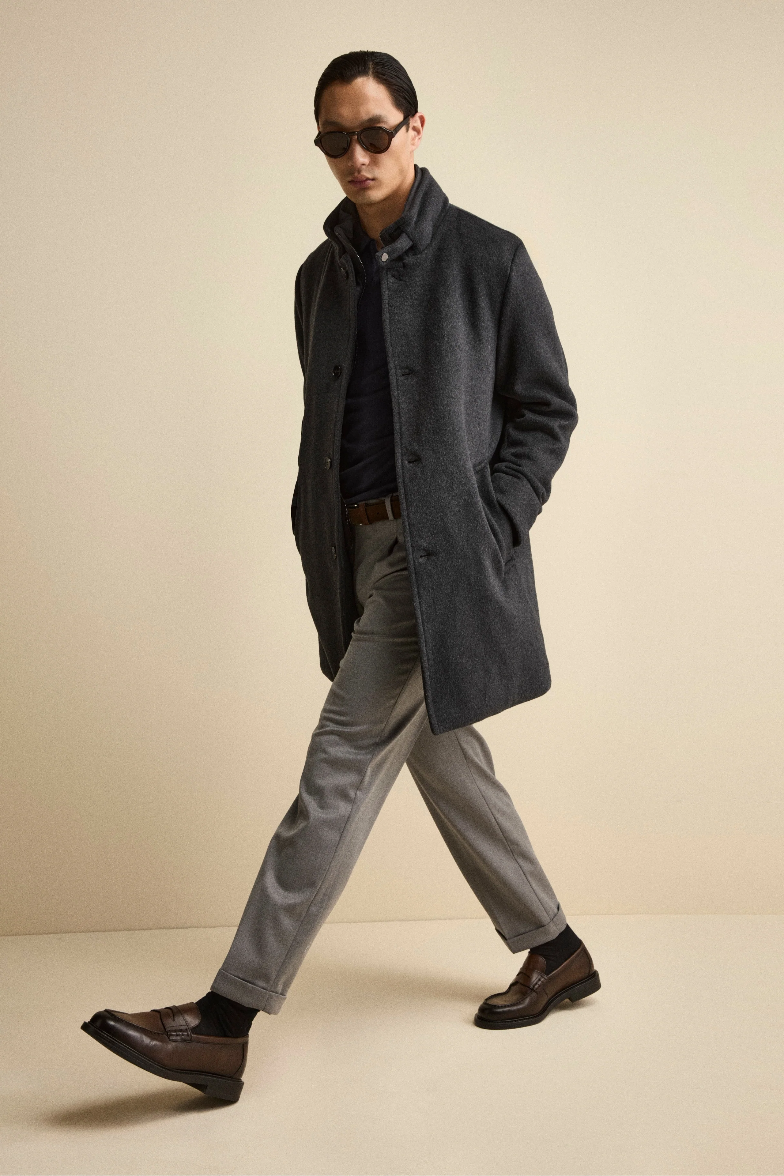 Cappotto Midi in Misto Lana con Pettorina Removibile - ANTRACITE - Image 6