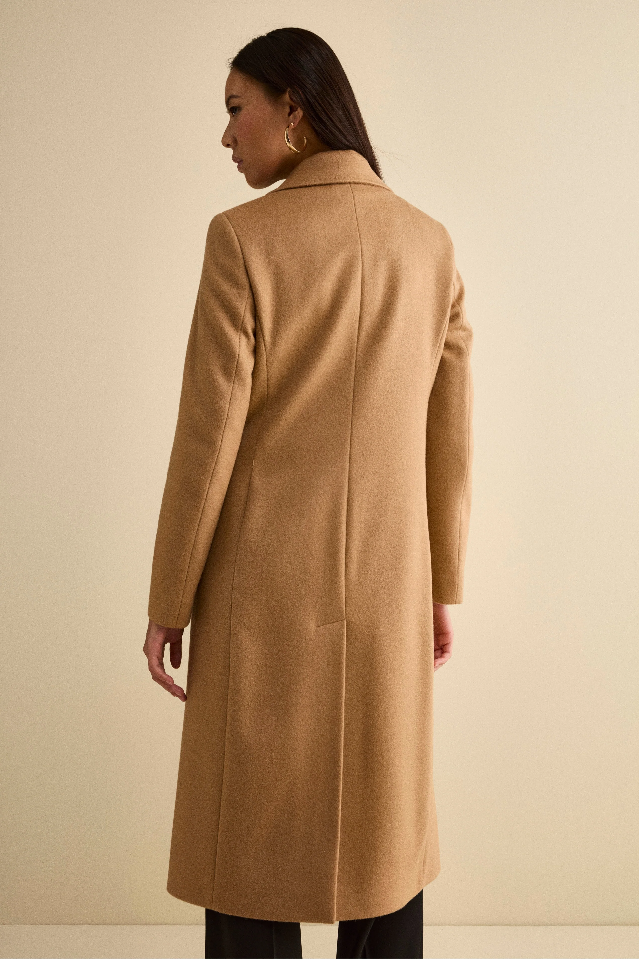 Cappotto Monopetto Lungo in Lana Vergine - CAMMELLO - Image 3