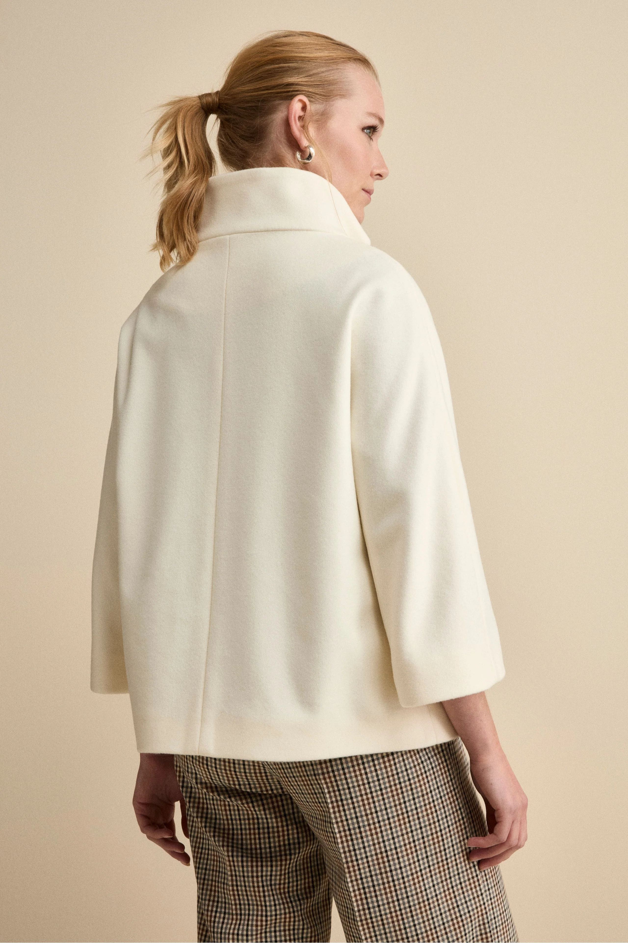 Cappotto Over Corto in Misto Lana e Cashmere - BIANCO - Image 5