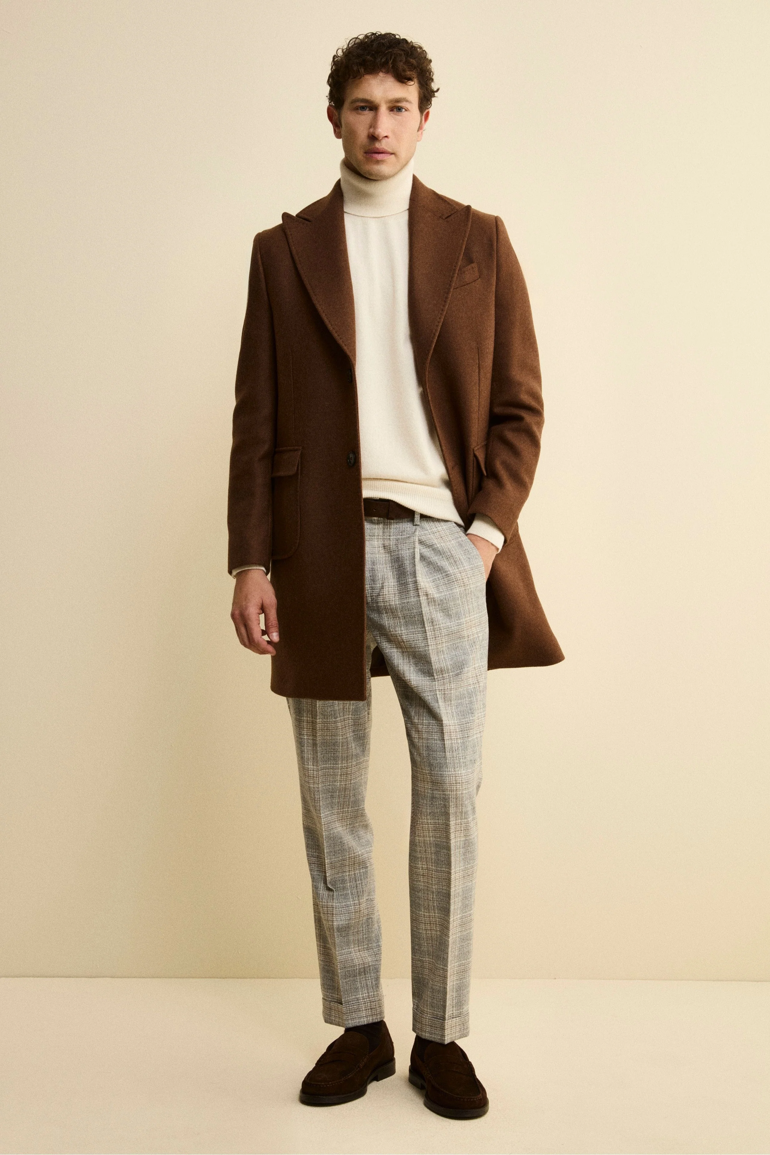 Cappotto Twill in Lana - MARRONE - Image 2