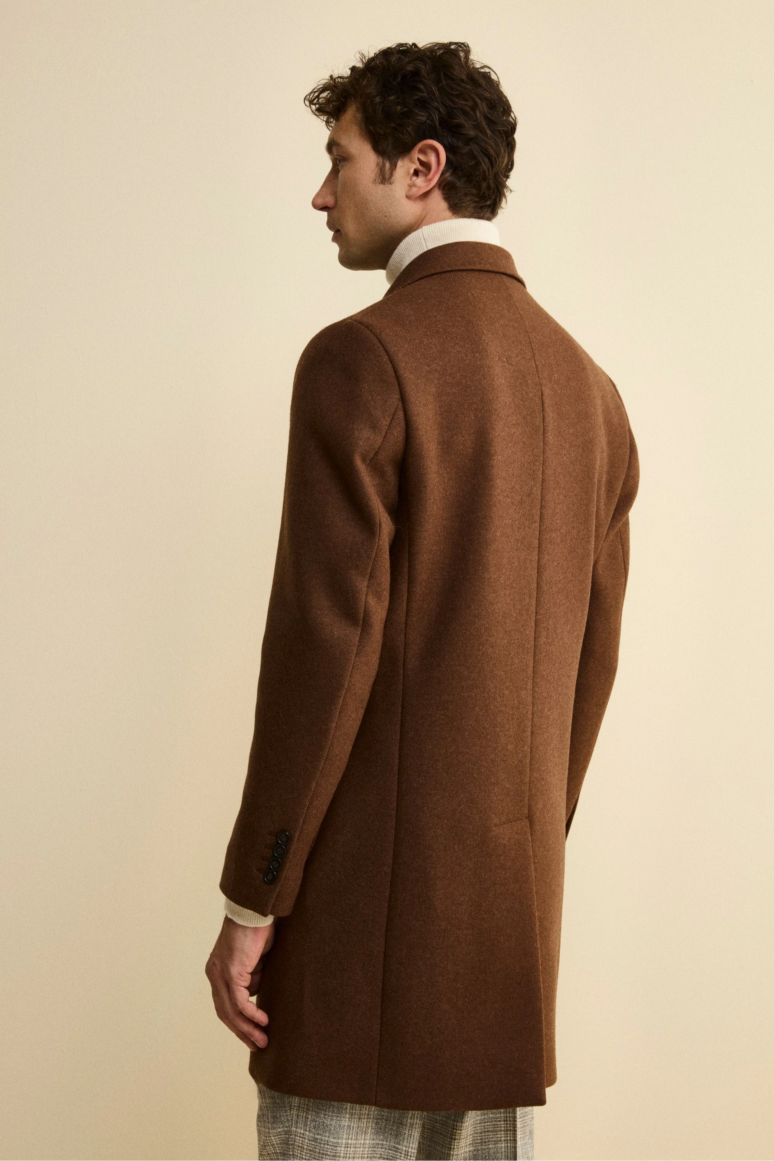 Cappotto Twill in Lana - MARRONE - Image 3