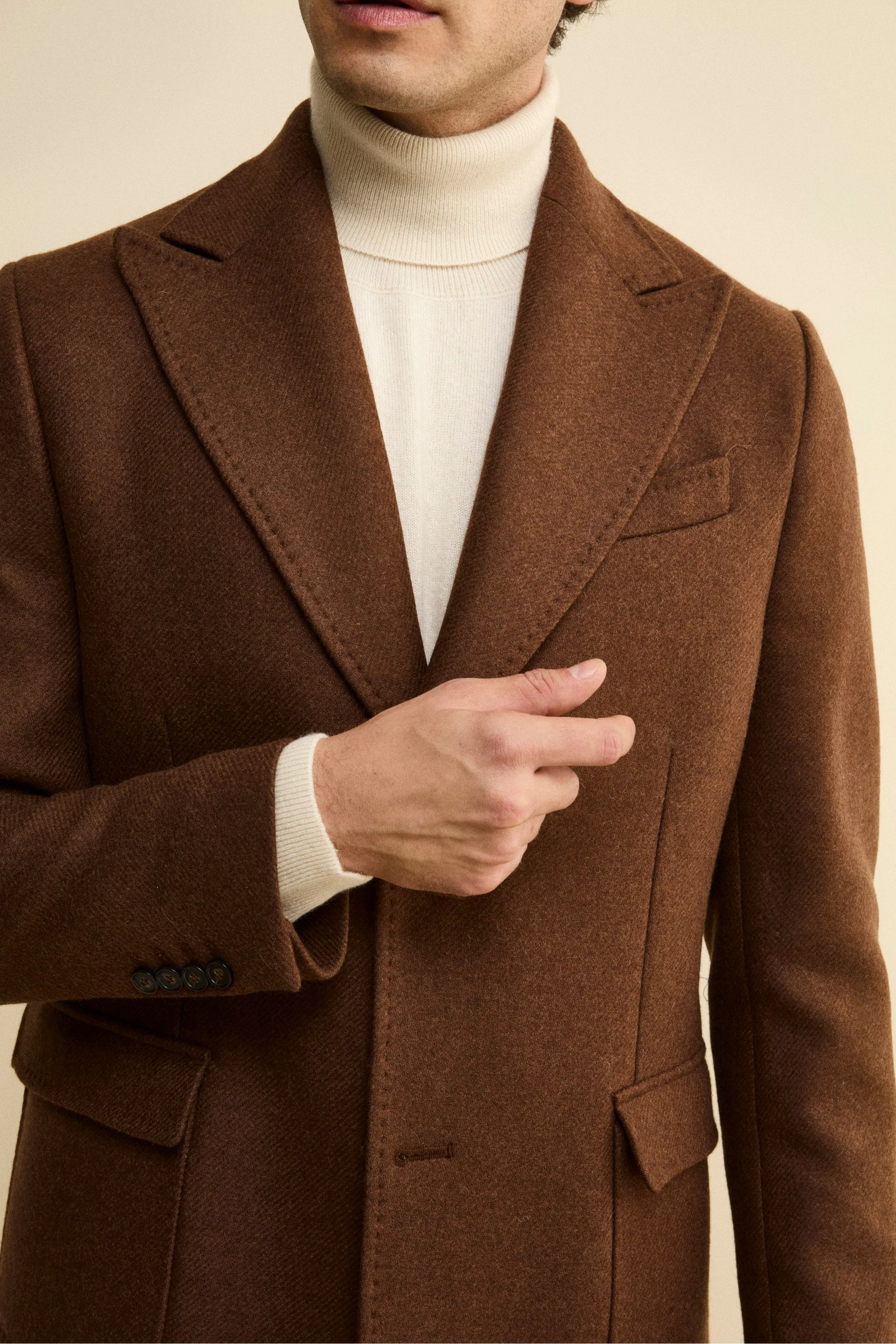 Cappotto Twill in Lana - MARRONE - Image 5