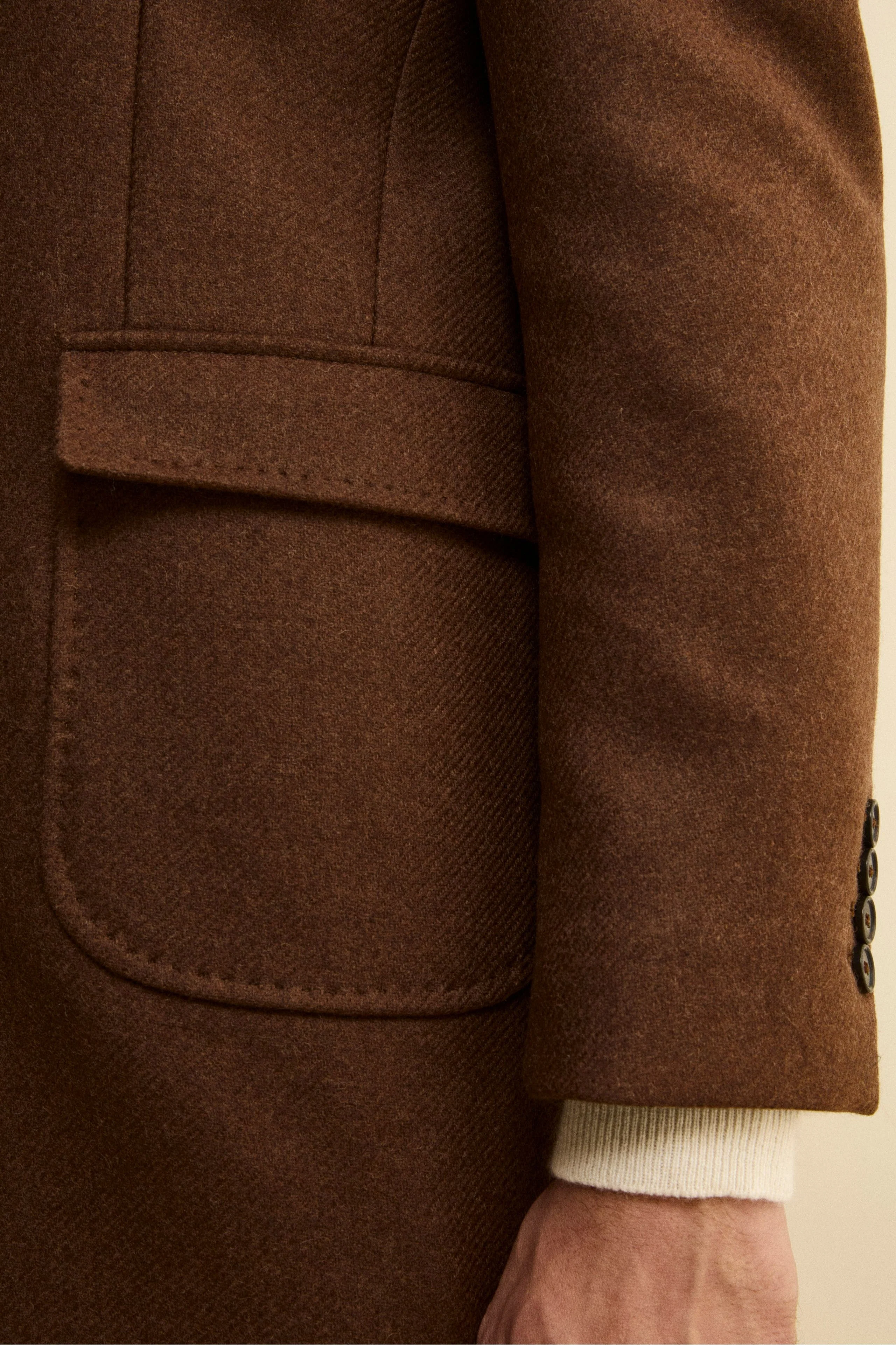 Cappotto Twill in Lana - MARRONE - Image 7