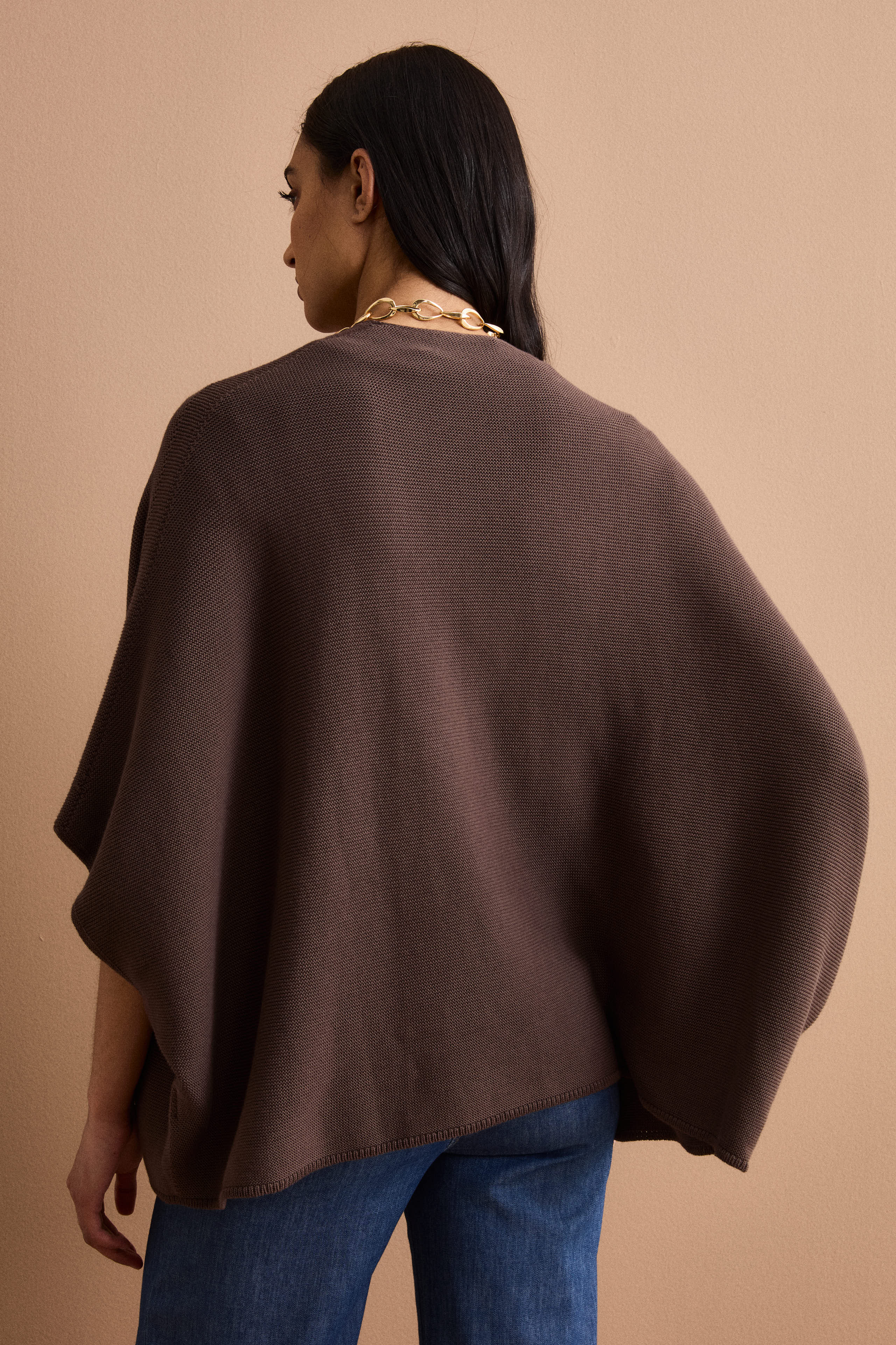 Cardigan Lungo in Cotone con Manica Kimono - TERRA - Image 5