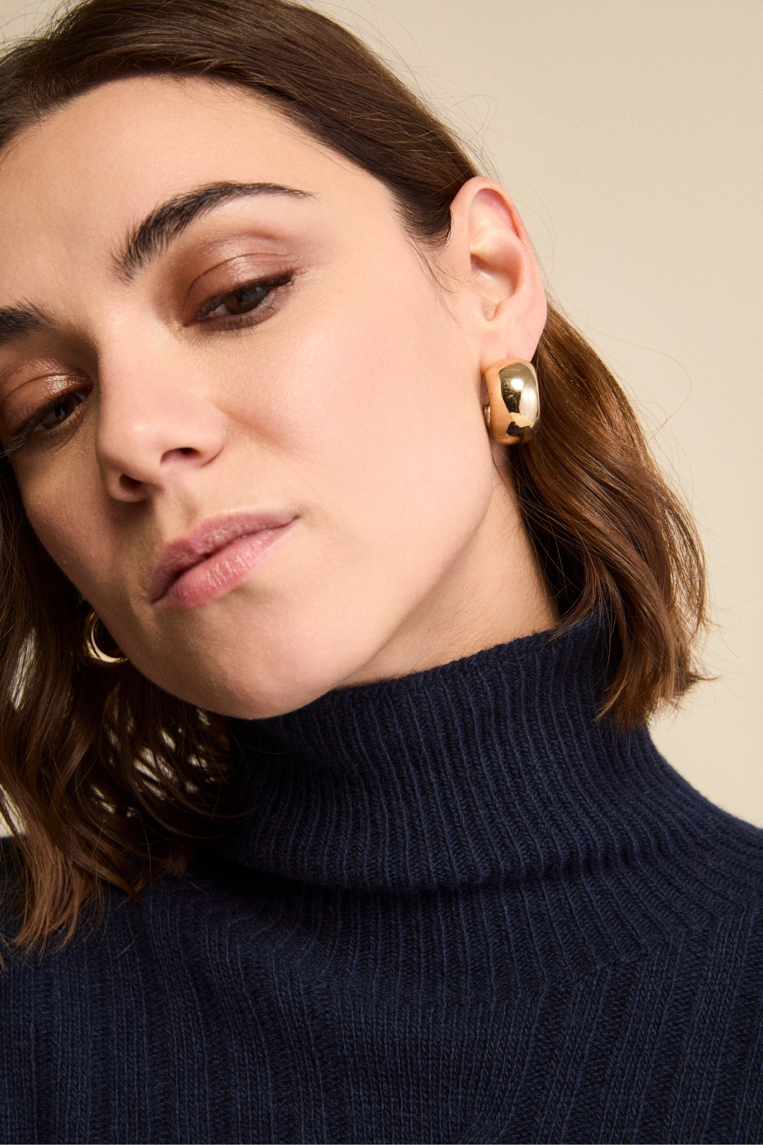 Dolcevita in Lana e Cashmere con Treccia - BLU - Image 2