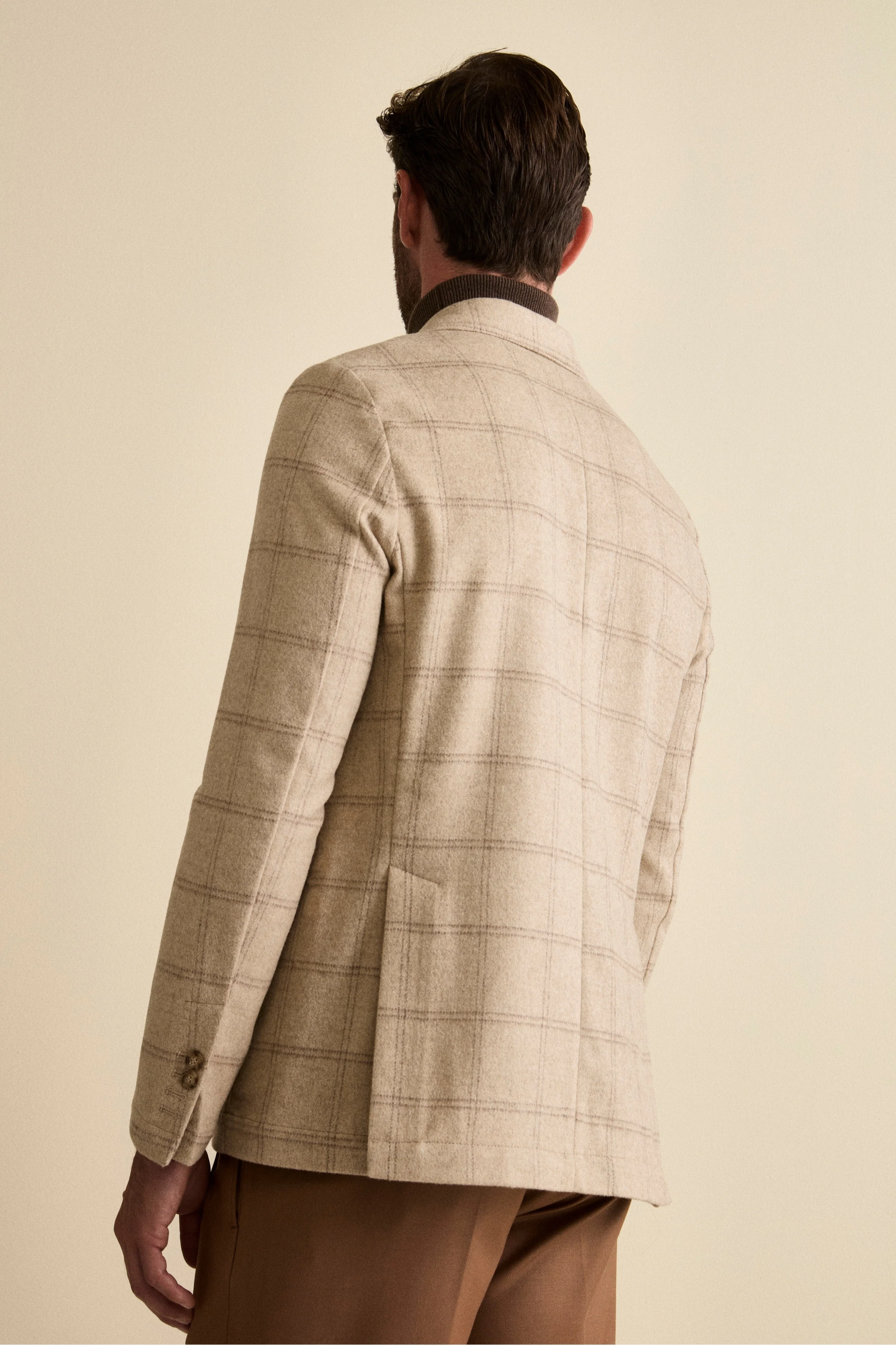 Giacca Check Destrutturata in Misto Lana - BEIGE - Image 2