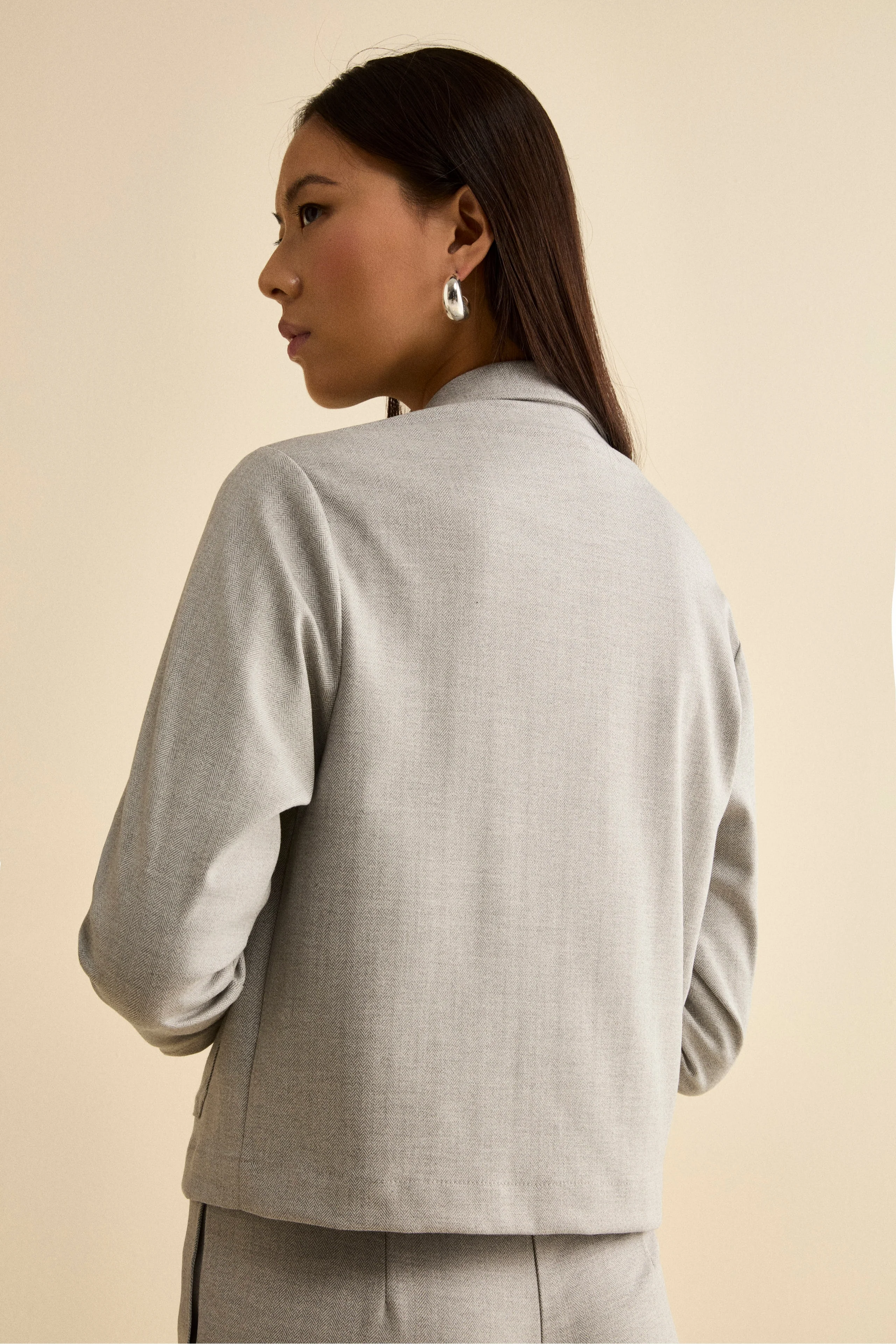 Giacca Corta Overshirt Spigata - GRIGIO SPIGATO - Image 3