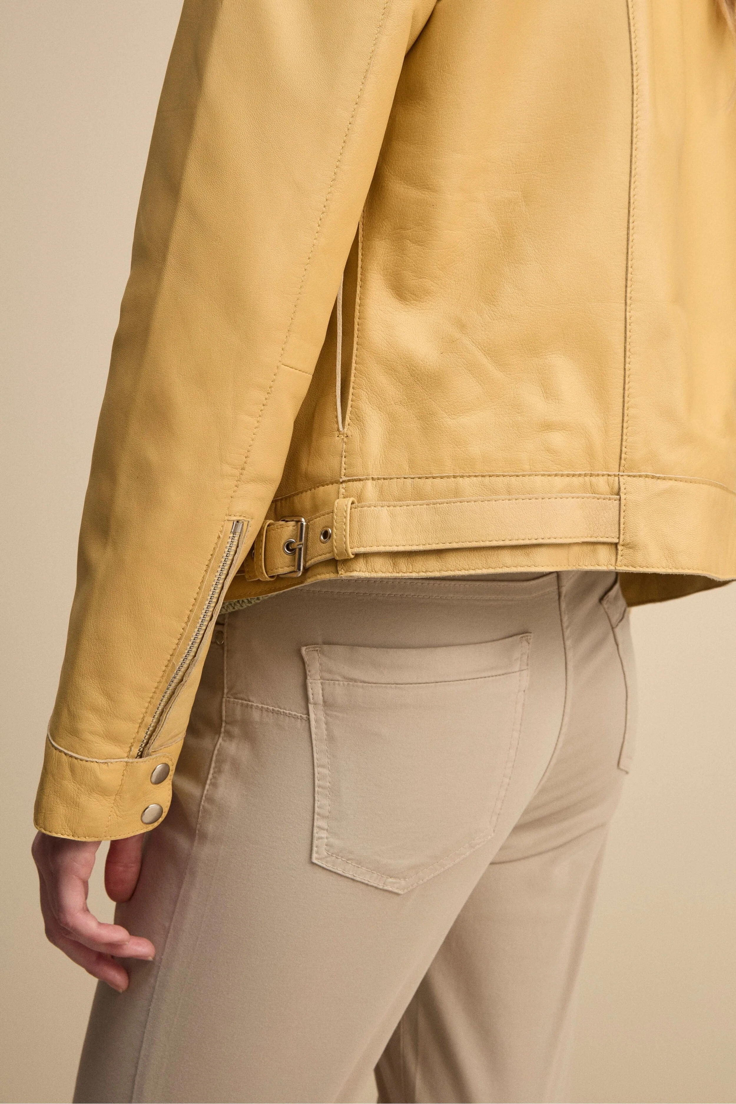 Giacca di Pelle Coreana con Zip - GRANO - Image 5