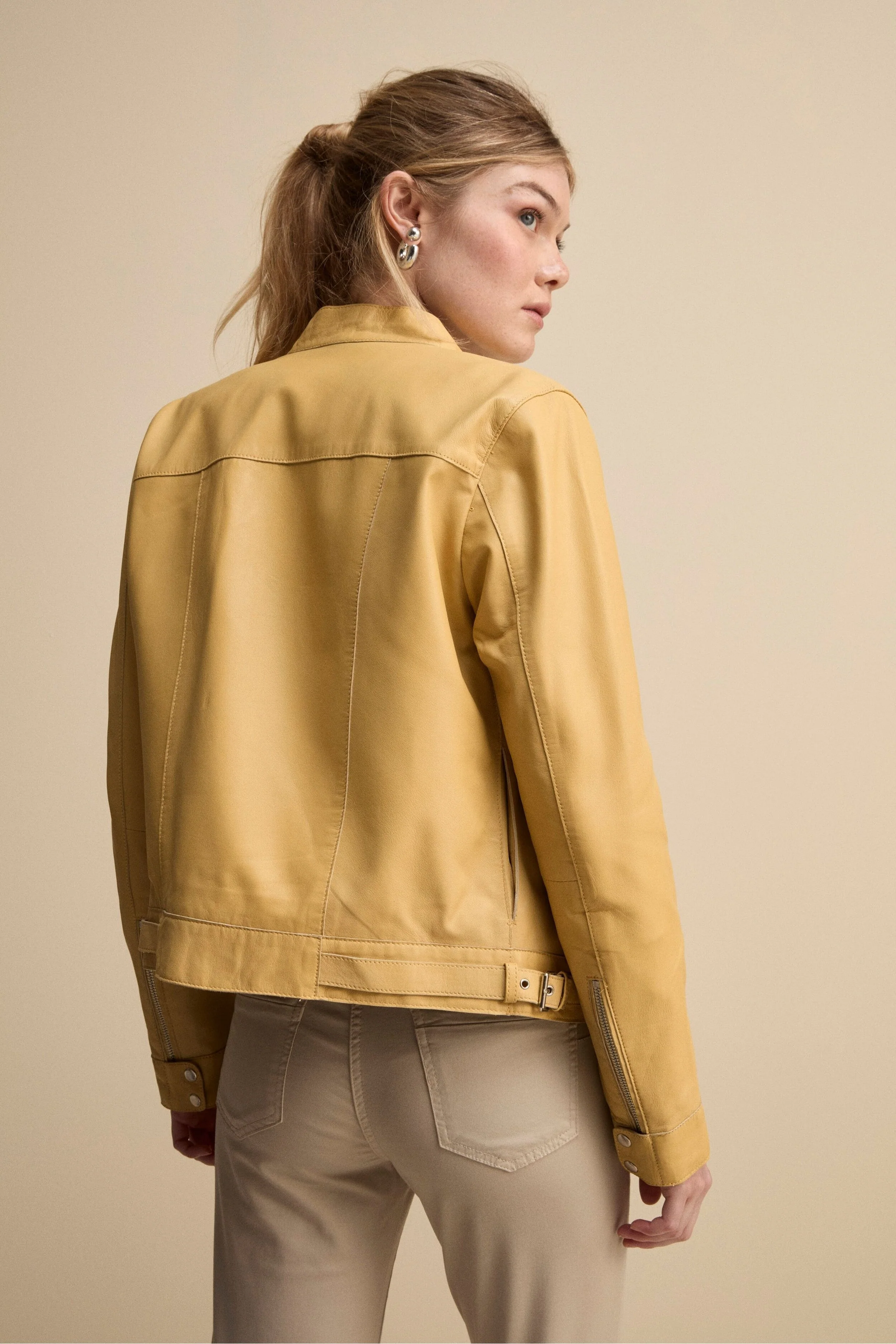 Giacca di Pelle Coreana con Zip - GRANO - Image 6