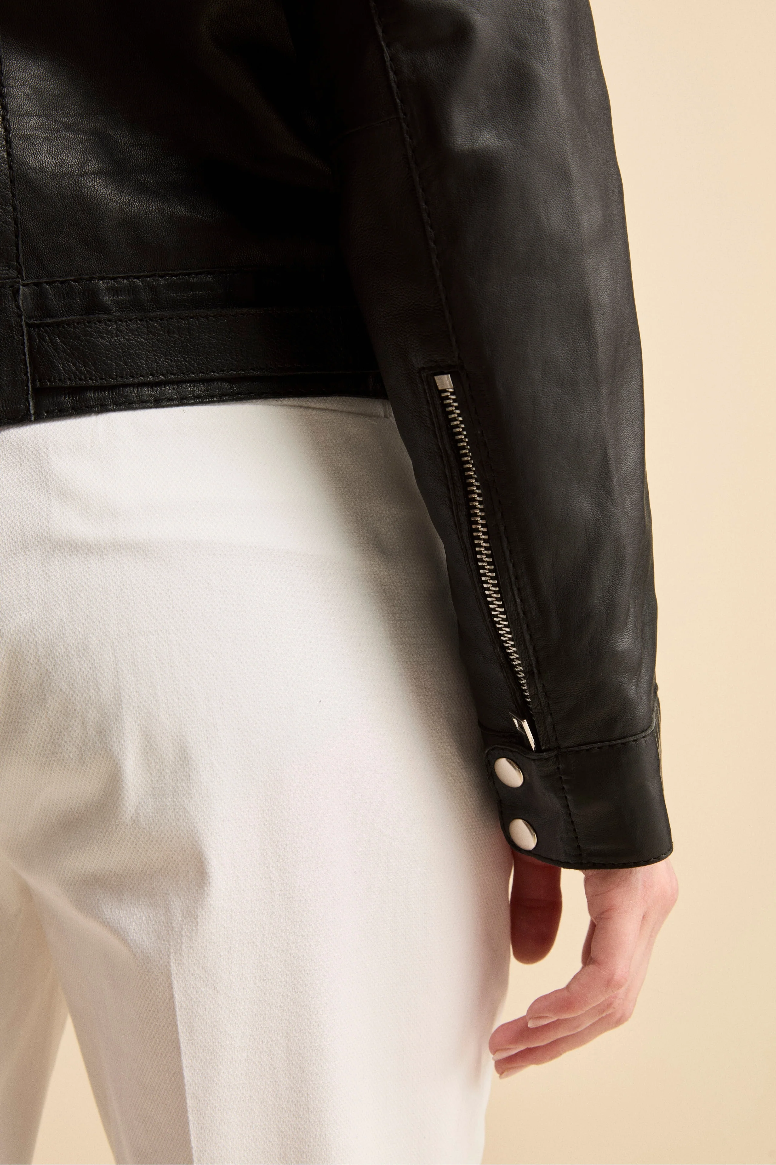 Giacca di Pelle Coreana con Zip - NERO - Image 5