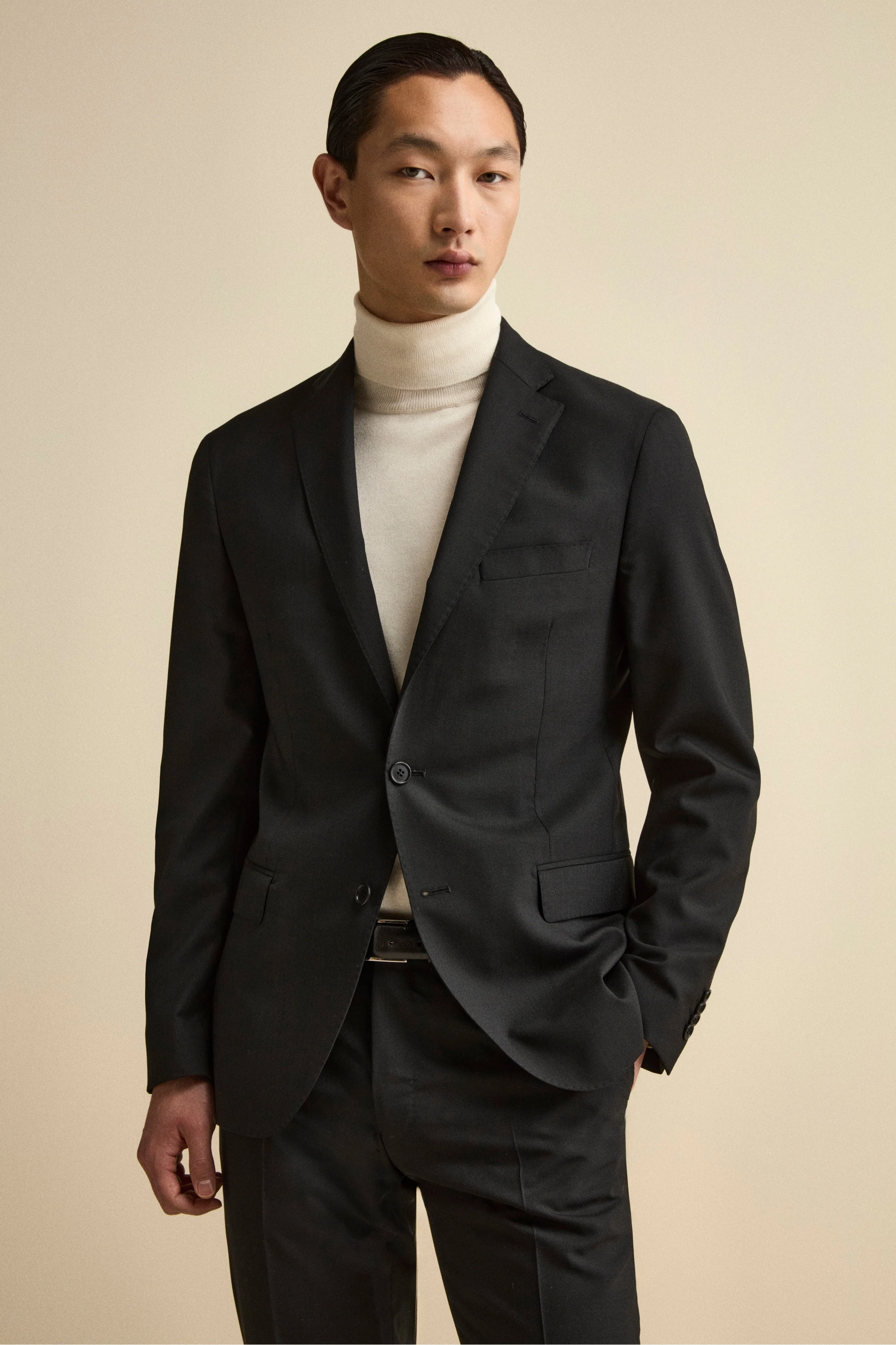 Giacca Monopetto Elegante con Revers Classico Drop 6 - NERO - Image 3