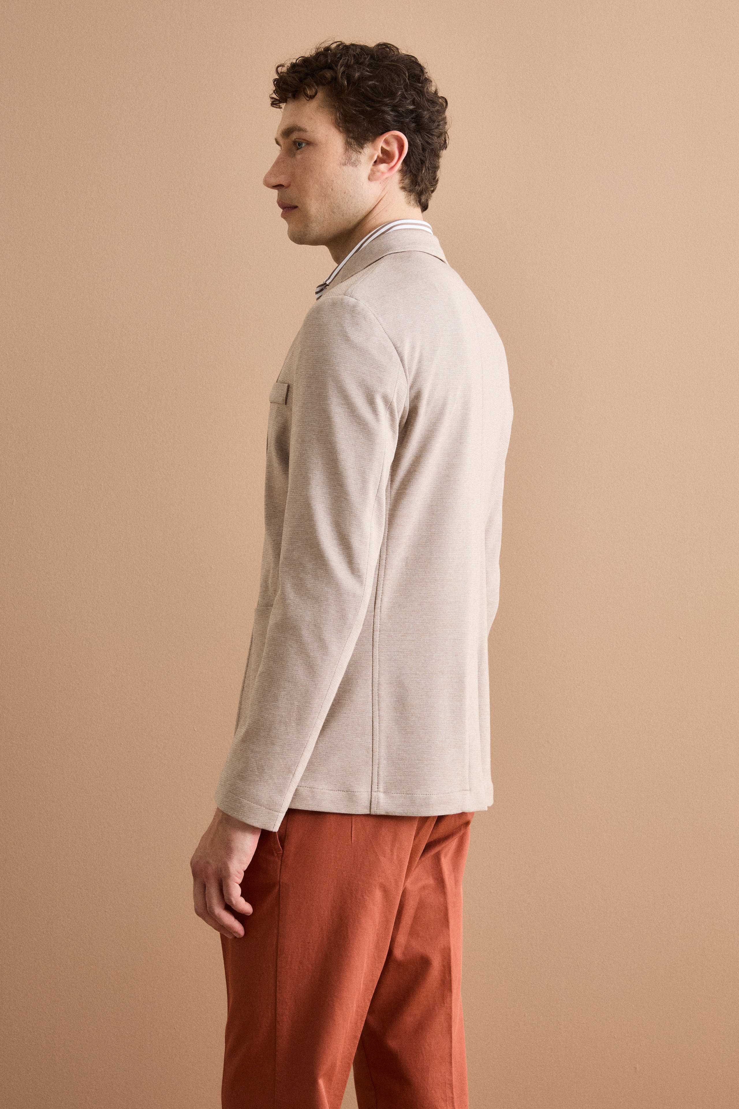 Giacca Monopetto Slim Fit con Revers Classico - NATURALE - Image 5