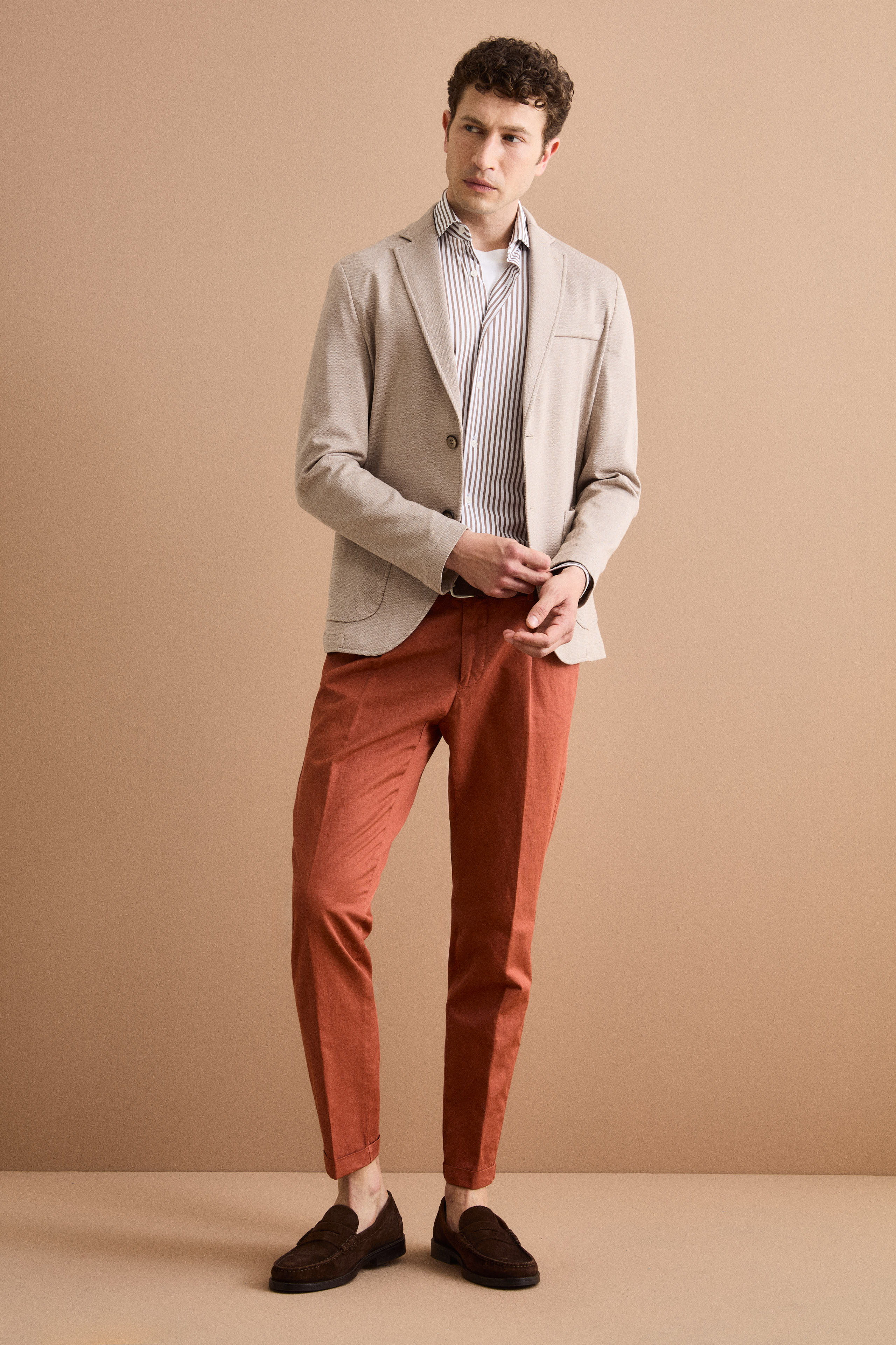 Giacca Monopetto Slim Fit con Revers Classico - NATURALE - Image 7