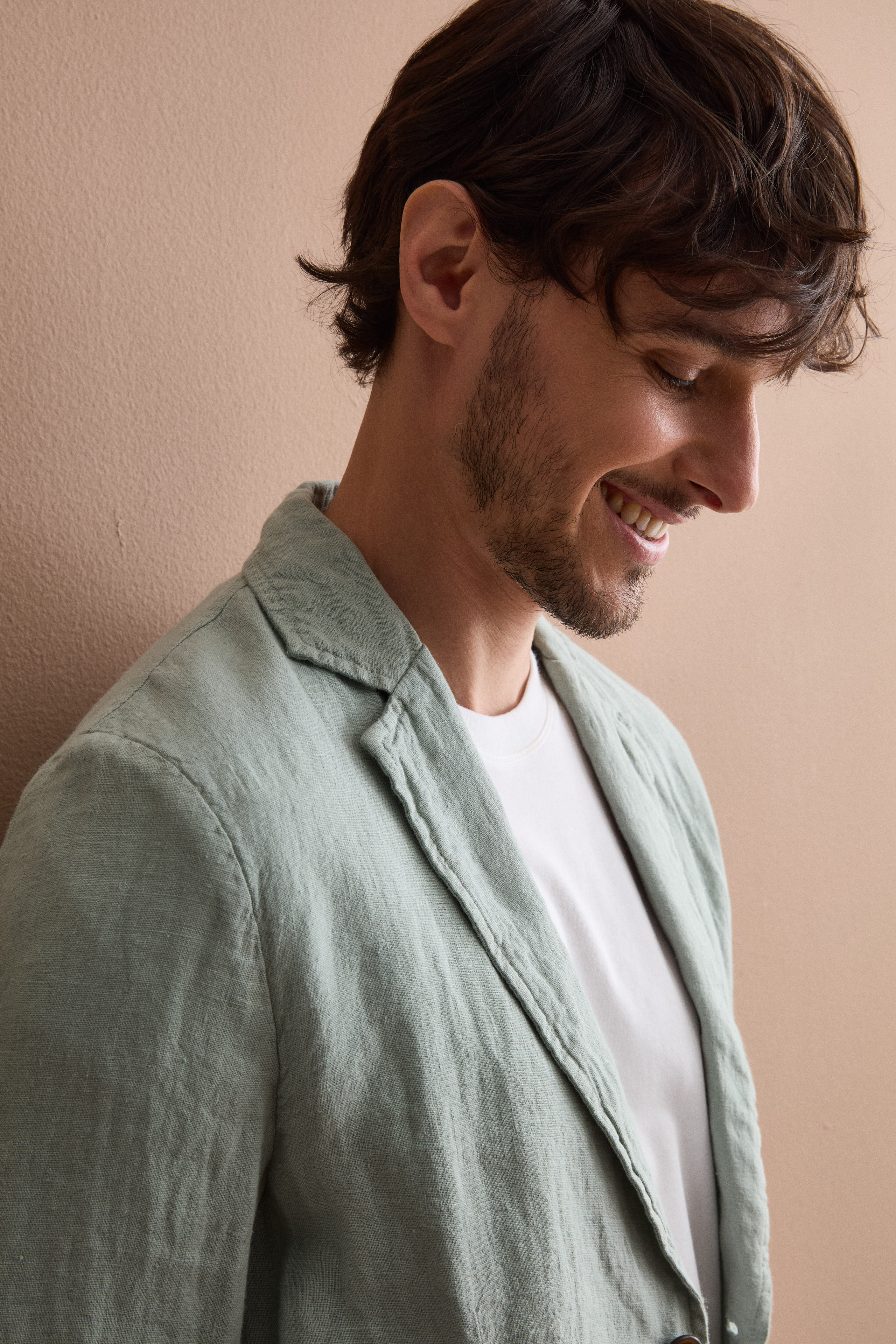 Giacca Regular Fit Sfoderata in Lino - VERDE - Image 3