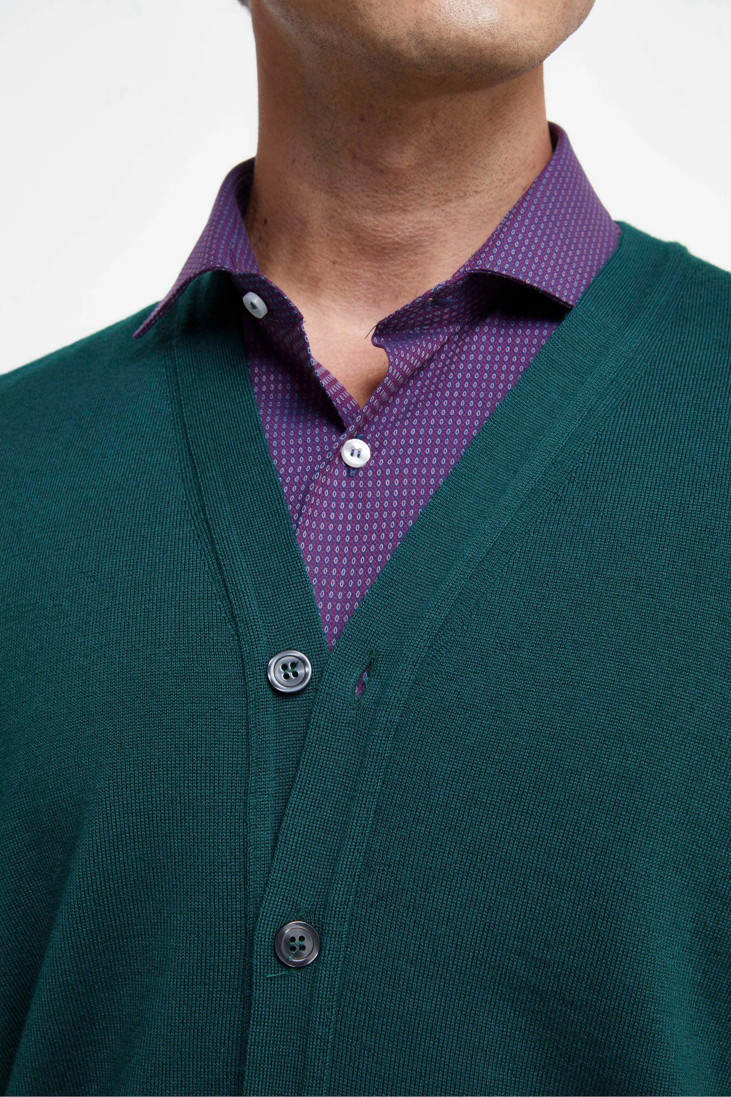 Gilet con Bottoni in Lana merino - VERDE SCURO - Image 2